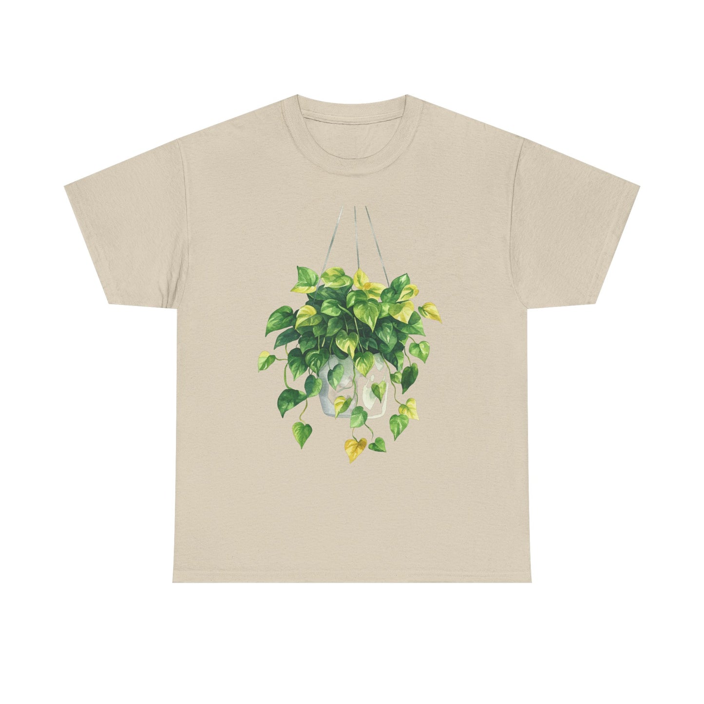Hanging Pothos Plant Watercolor Tee - Hanging Indoor Plant Design