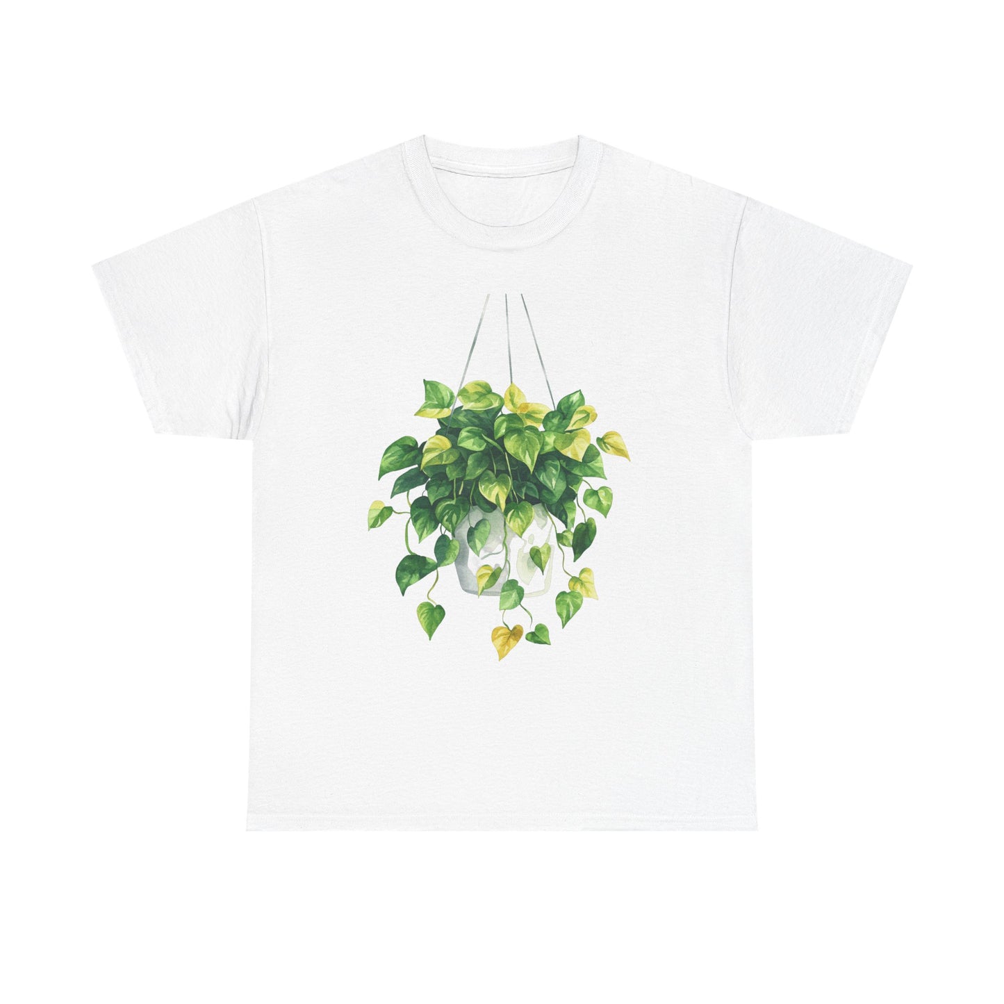 Hanging Pothos Plant Watercolor Tee - Hanging Indoor Plant Design