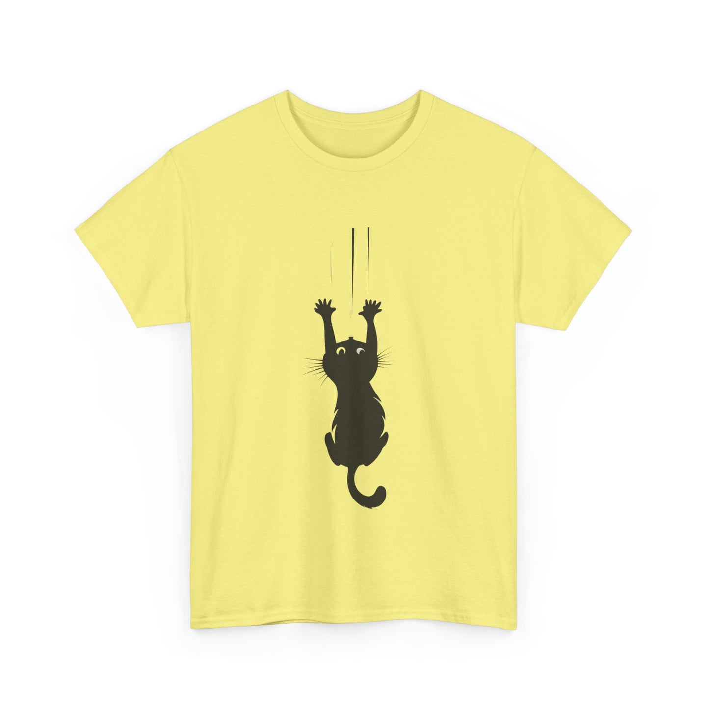 Playful Cat Claw Unisex Heavy Cotton Tee - Hanging Cat Panic - Tee Fusion Lab