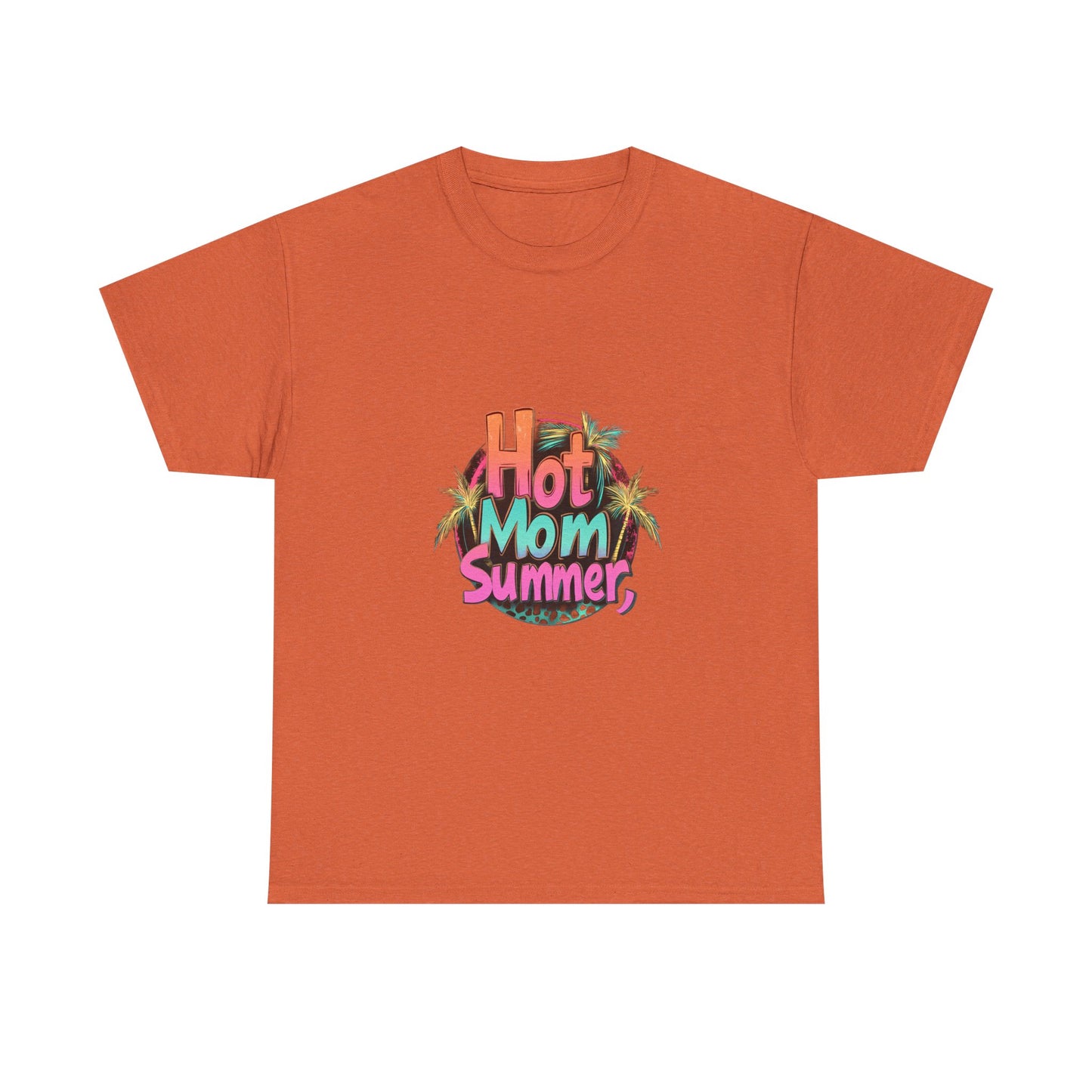Hot Mom Summer Retro Tropical Unisex Heavy Cotton Tee - 'Hot Mom Summer' Graphic Tee