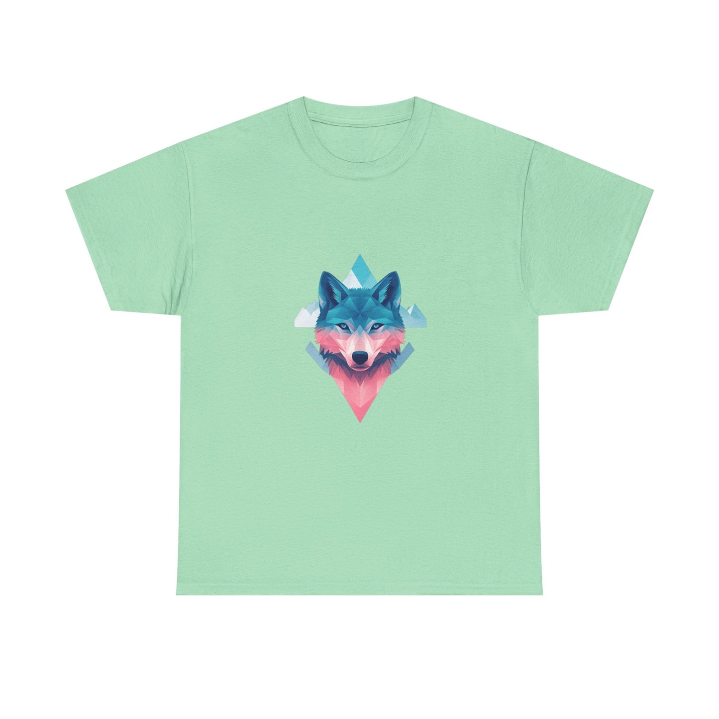 Geometric Wolf with Vibrant Colors Unisex Heavy Cotton Tee