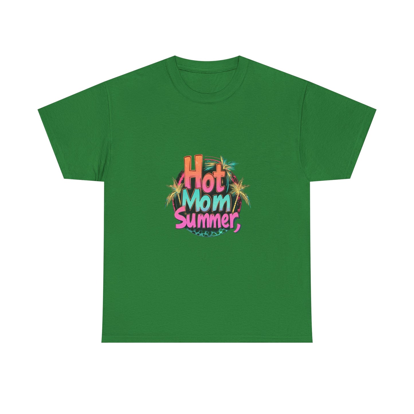 Hot Mom Summer Retro Tropical Unisex Heavy Cotton Tee - 'Hot Mom Summer' Graphic Tee