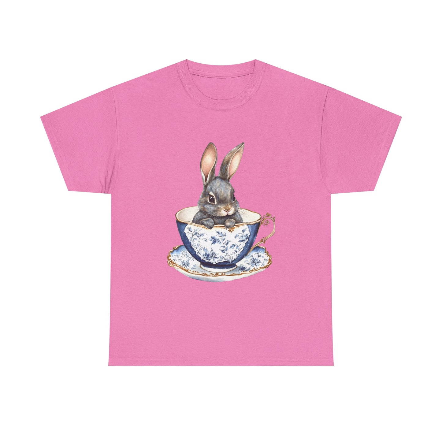 Elegant Bunny in Vintage Teacup Unisex Heavy Cotton Tee