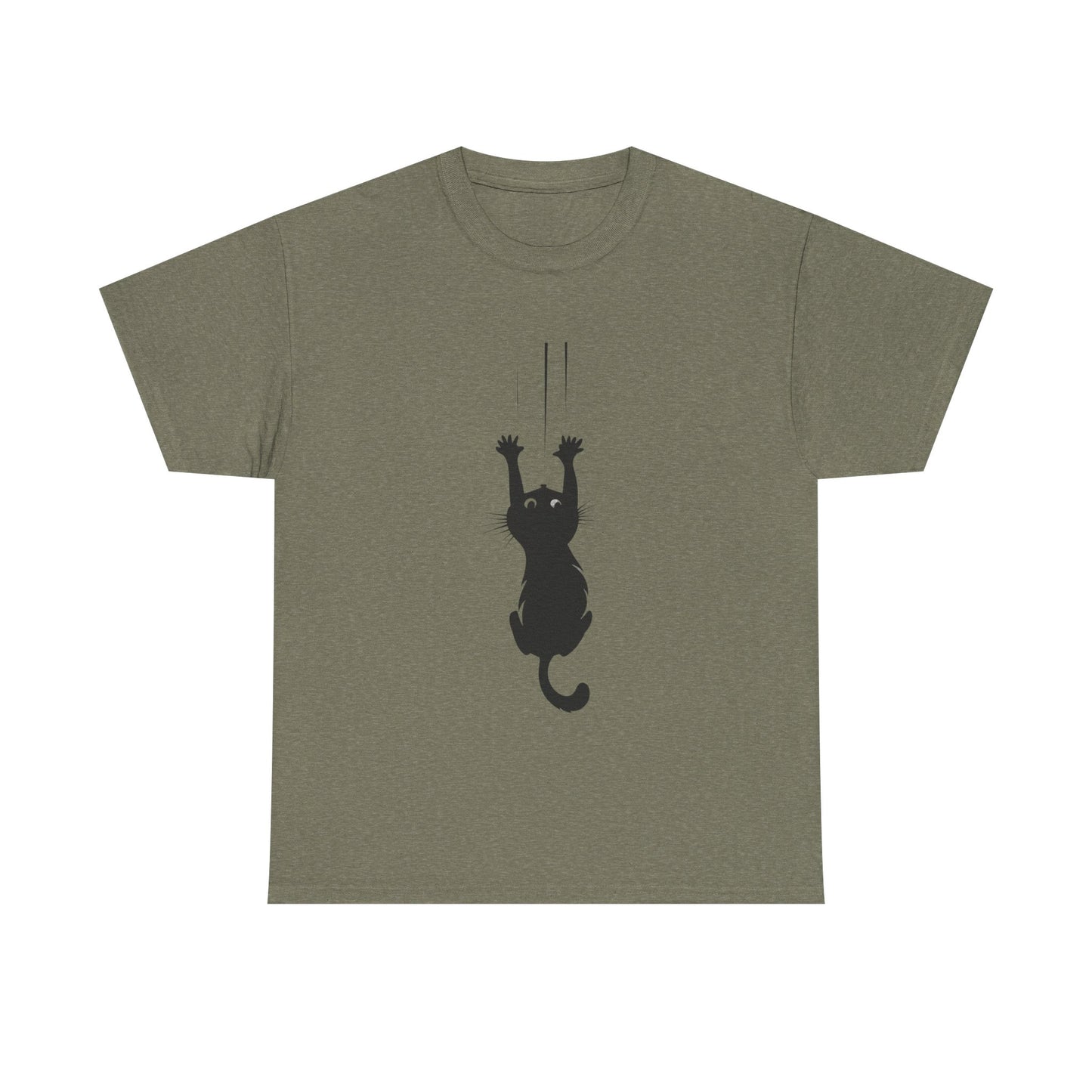 Playful Cat Claw Unisex Heavy Cotton Tee - Hanging Cat Panic - Tee Fusion Lab