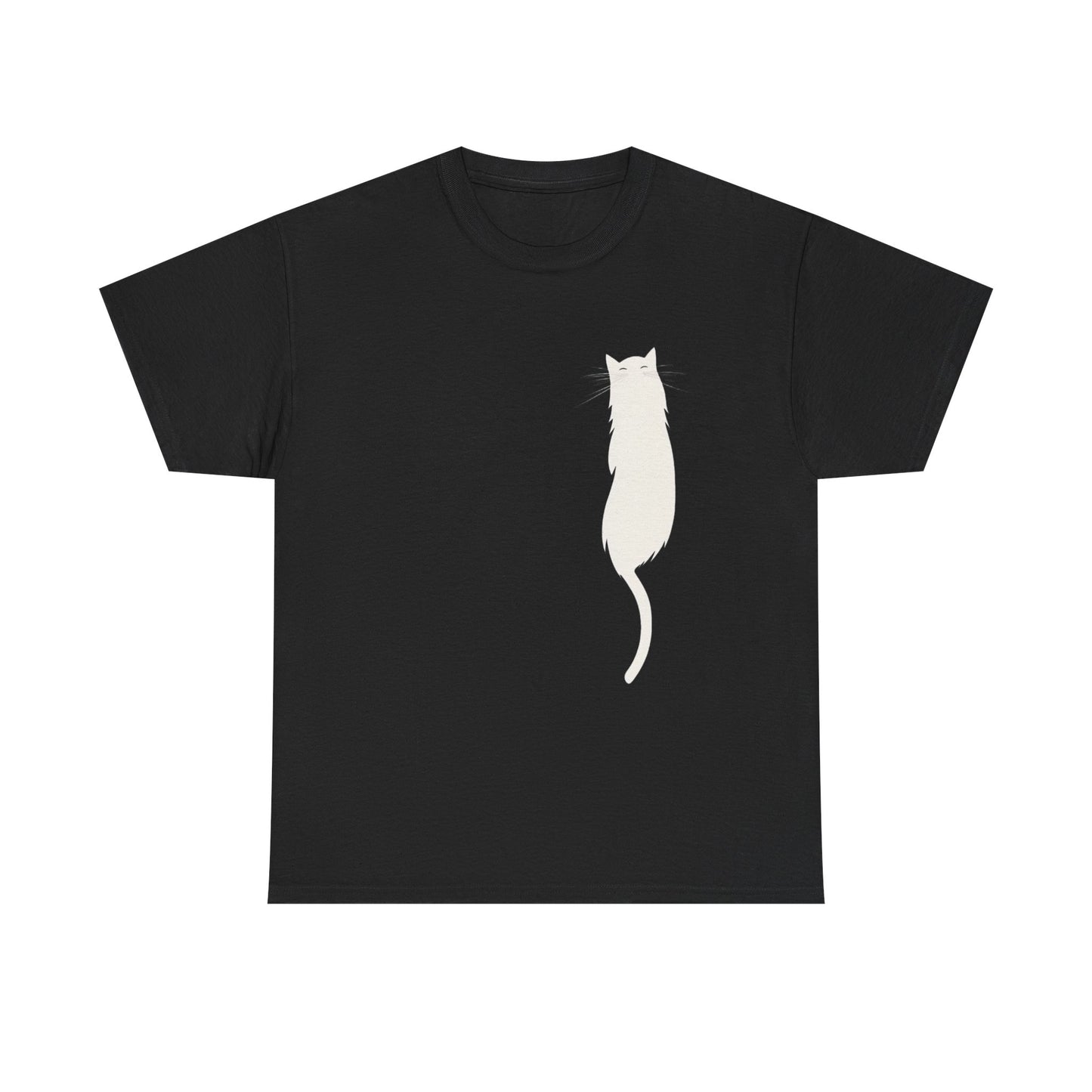 Cat Silhouette Unisex Heavy Cotton Tee – Floating White Cat