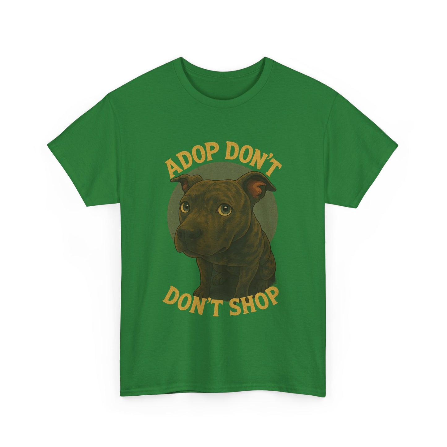 Unisex Heavy Cotton Tee - "Adopt Don't Shop" Dog Design - Tee Fusion Lab
