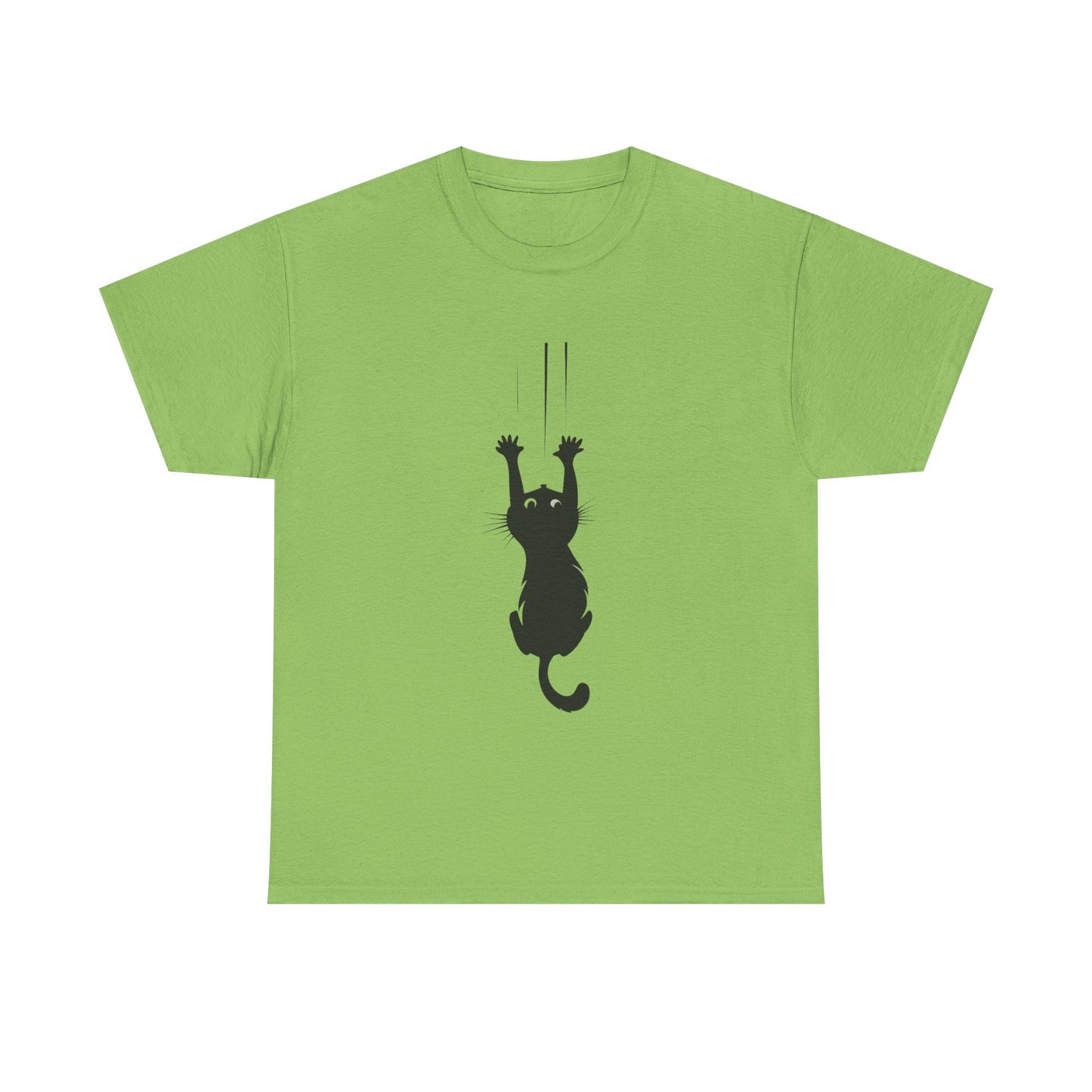 Playful Cat Claw Unisex Heavy Cotton Tee - Hanging Cat Panic - Tee Fusion Lab