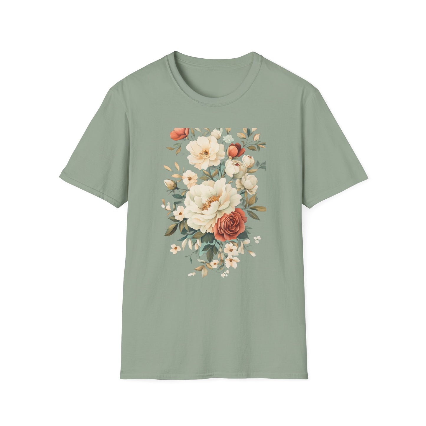 Floral Design Unisex Softstyle T-Shirt - Perfect for Spring and Everyday Wear