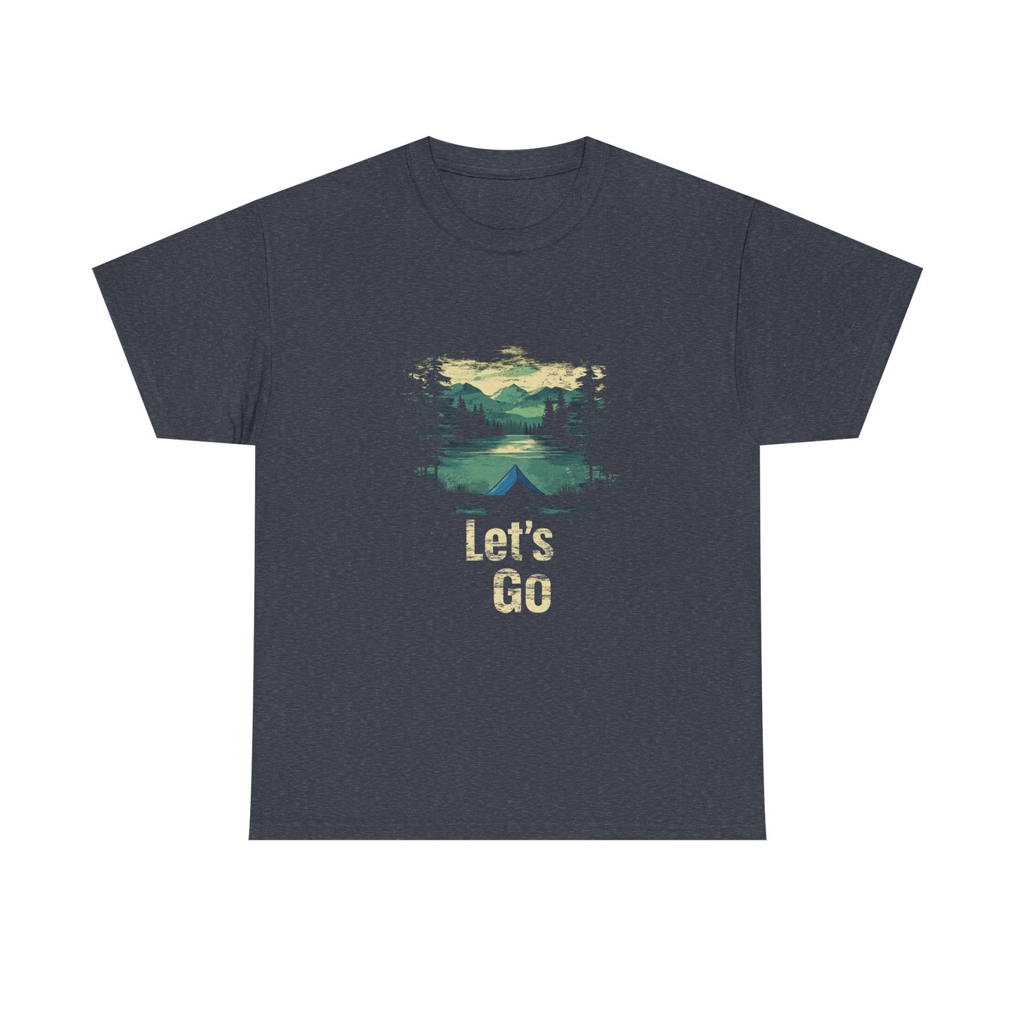 Adventure Awaits Unisex Heavy Cotton Tee - Let's Go Mountain Graphic Shirt