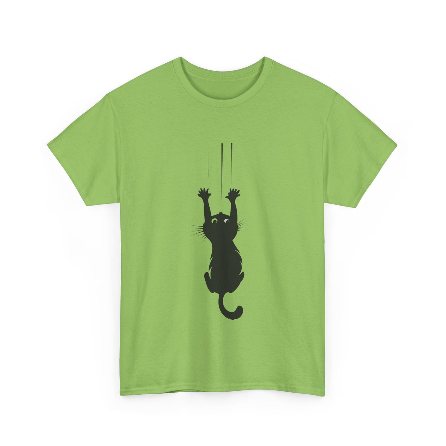 Playful Cat Claw Unisex Heavy Cotton Tee - Hanging Cat Panic - Tee Fusion Lab
