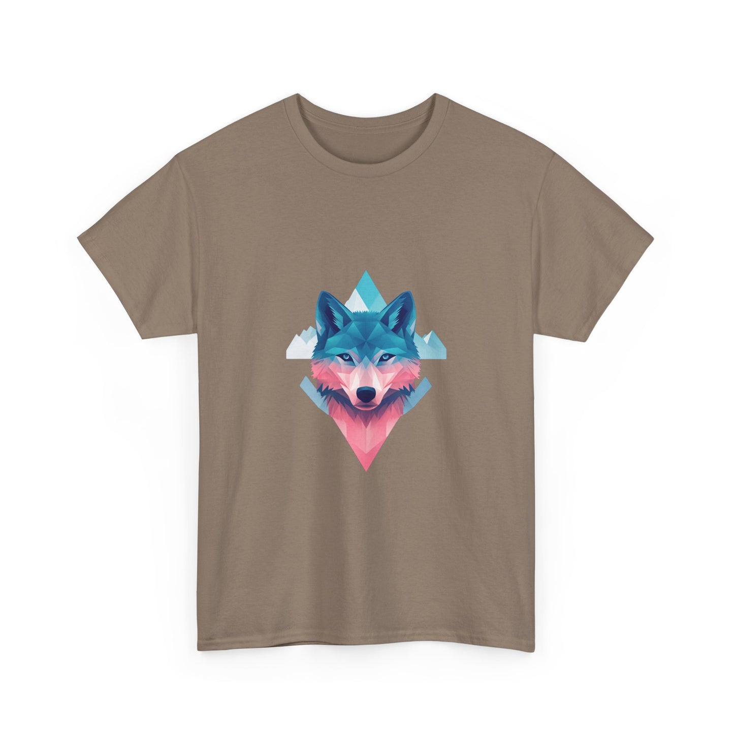 Geometric Wolf with Vibrant Colors Unisex Heavy Cotton Tee