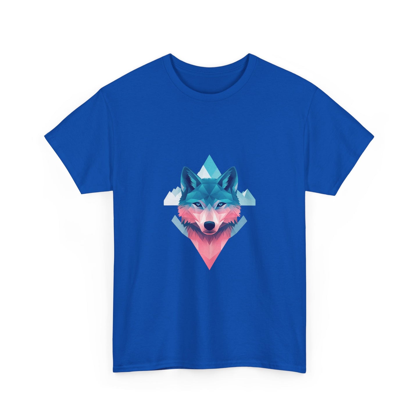 Geometric Wolf with Vibrant Colors Unisex Heavy Cotton Tee