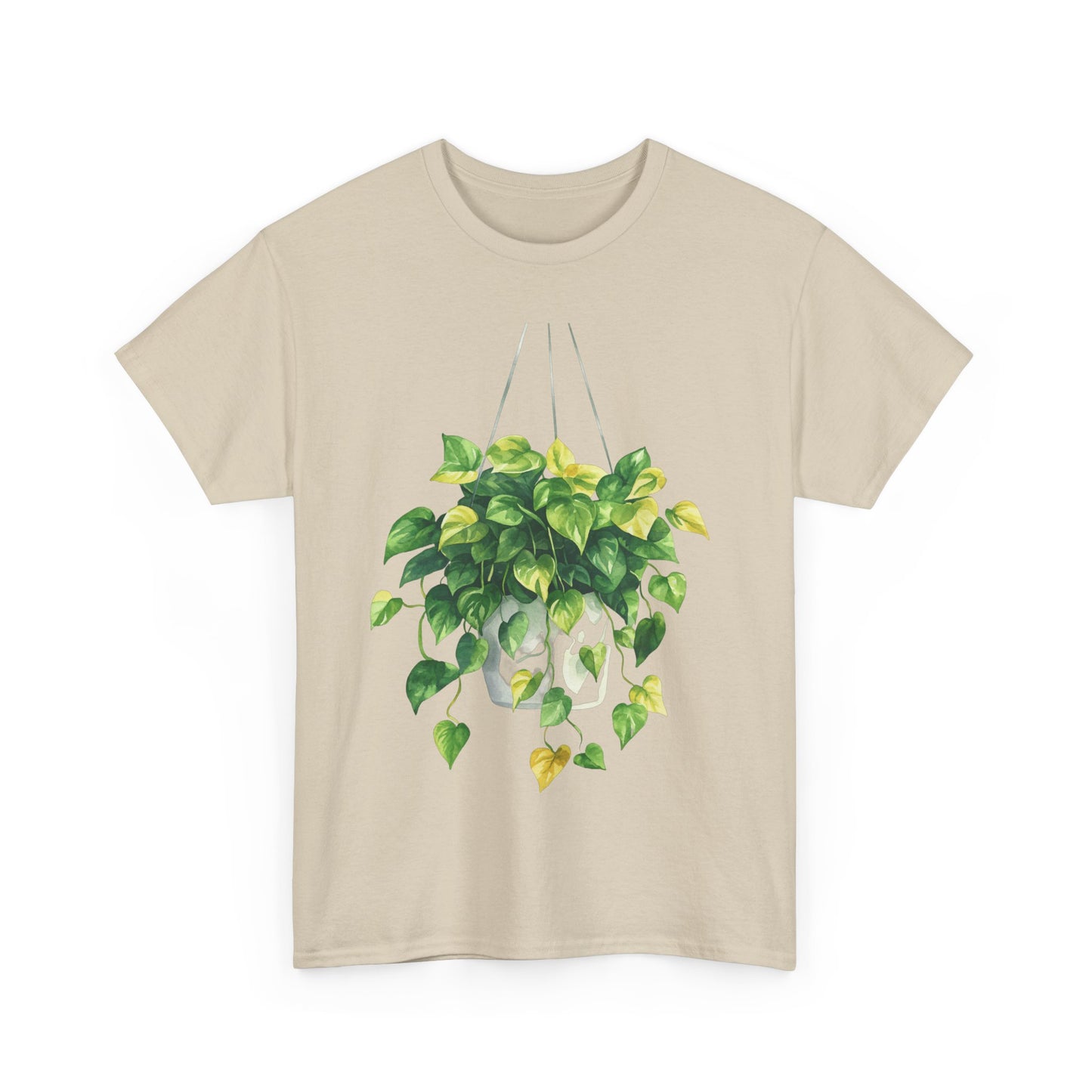 Hanging Pothos Plant Watercolor Tee - Hanging Indoor Plant Design