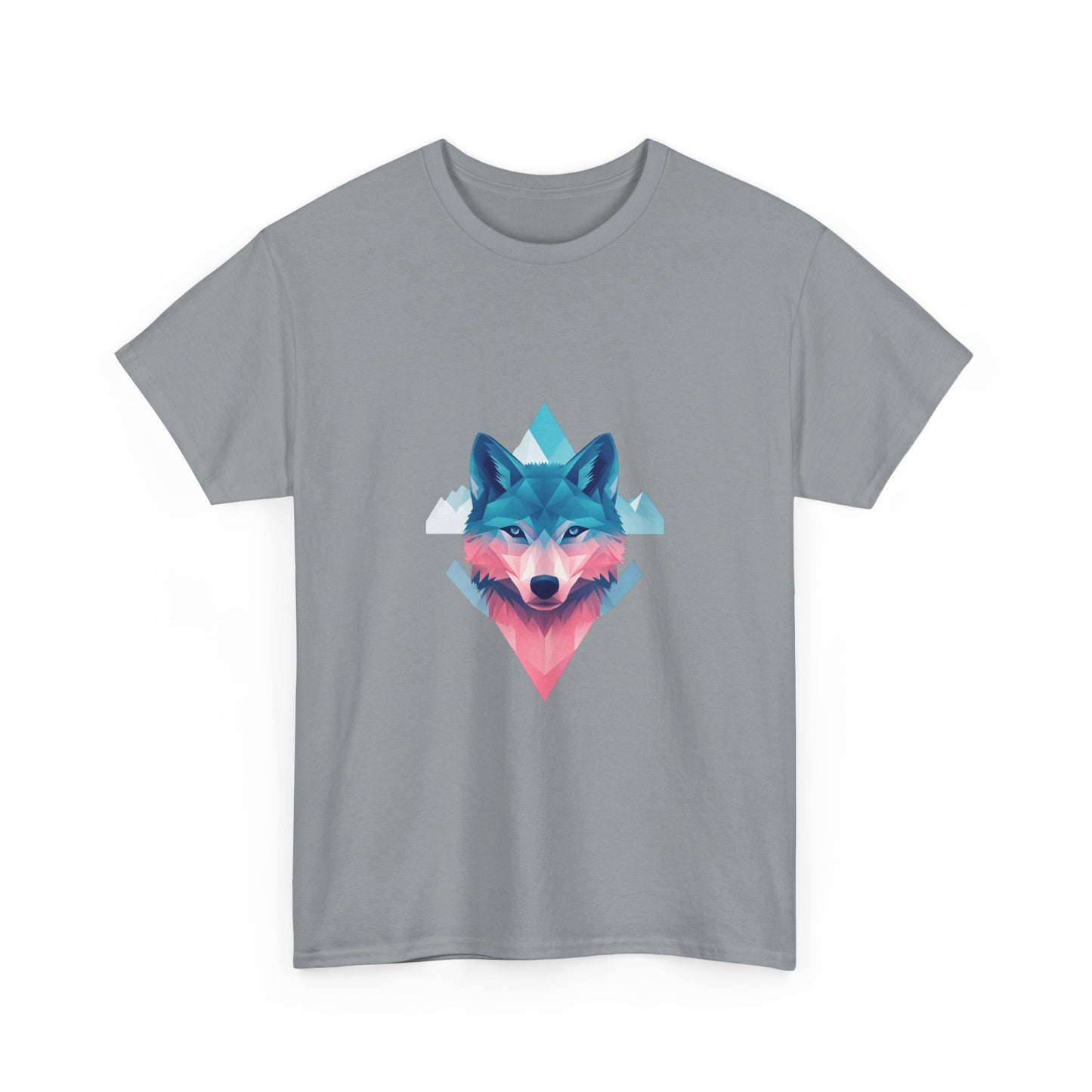 Geometric Wolf with Vibrant Colors Unisex Heavy Cotton Tee