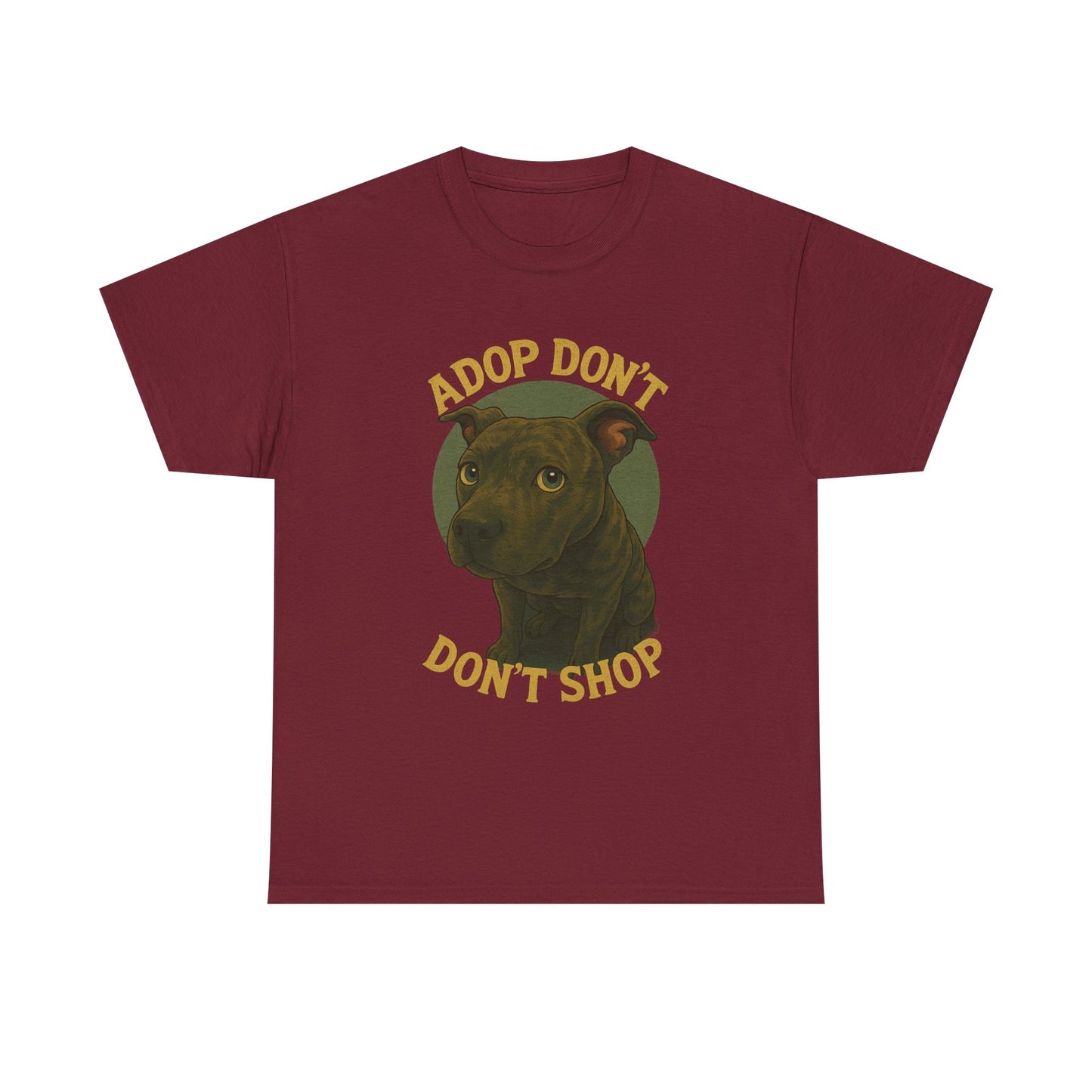 Unisex Heavy Cotton Tee - "Adopt Don't Shop" Dog Design - Tee Fusion Lab