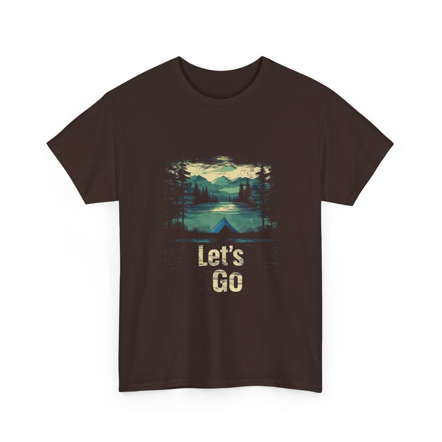 Adventure Awaits Unisex Heavy Cotton Tee - Let's Go Mountain Graphic Shirt