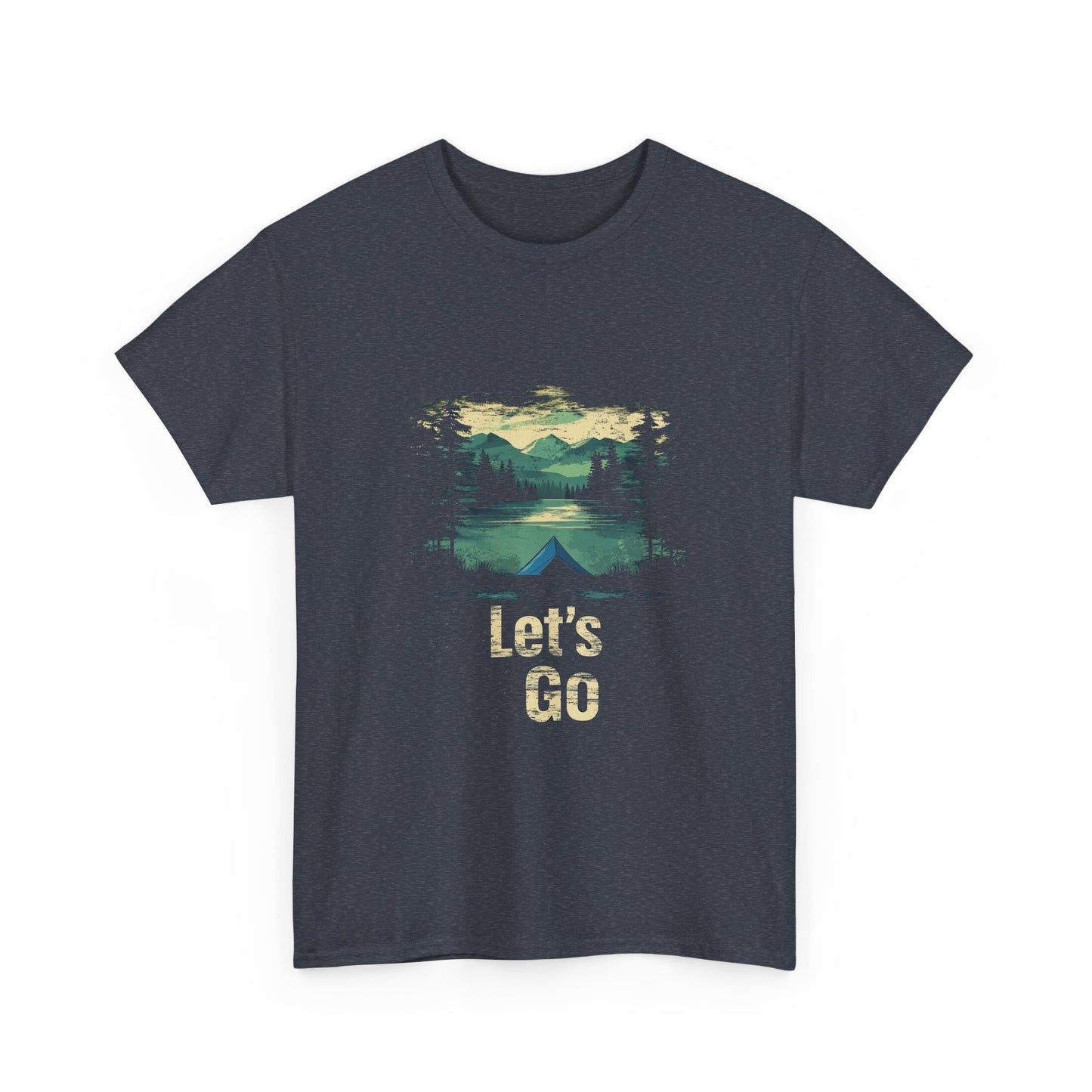 Adventure Awaits Unisex Heavy Cotton Tee - Let's Go Mountain Graphic Shirt