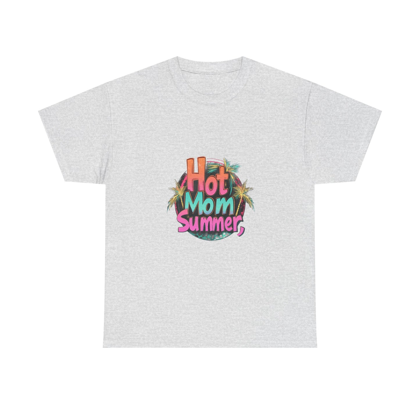 Hot Mom Summer Retro Tropical Unisex Heavy Cotton Tee - 'Hot Mom Summer' Graphic Tee