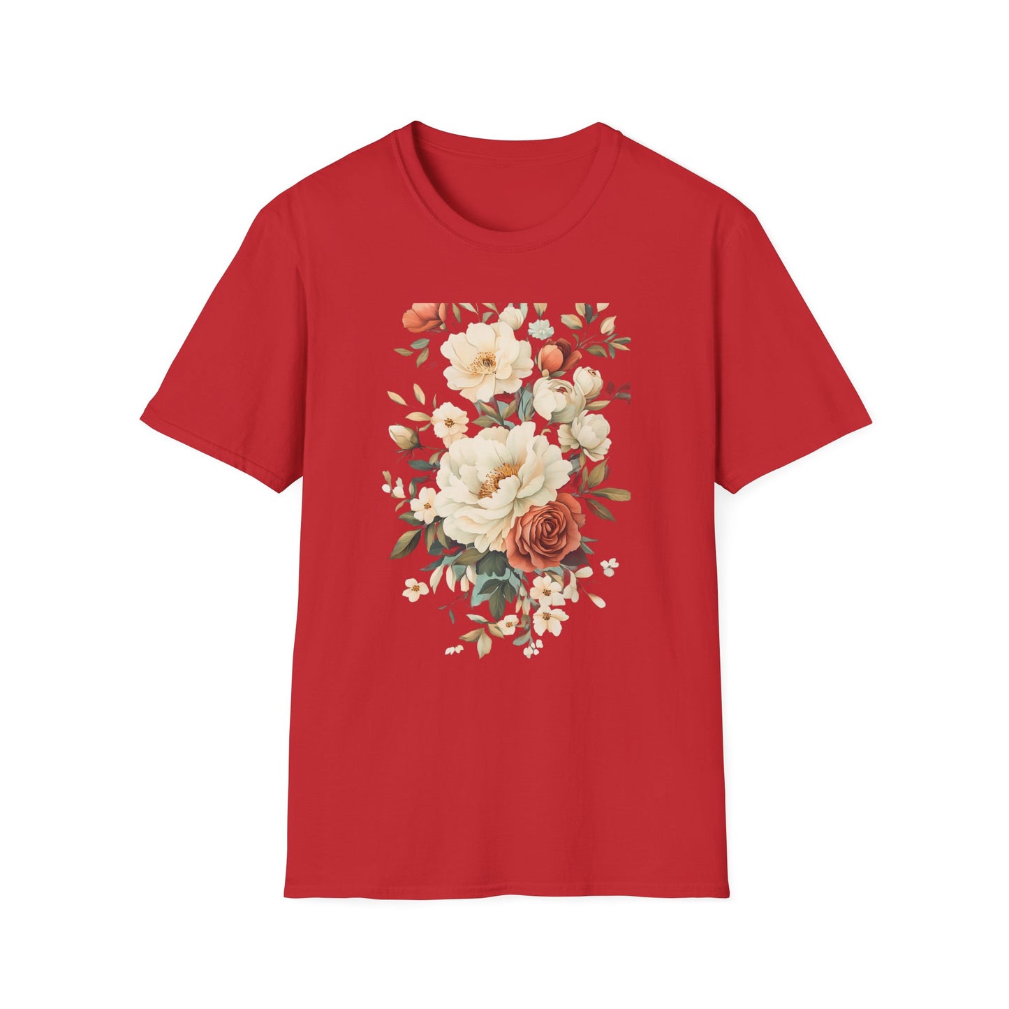 Floral Design Unisex Softstyle T-Shirt - Perfect for Spring and Everyday Wear