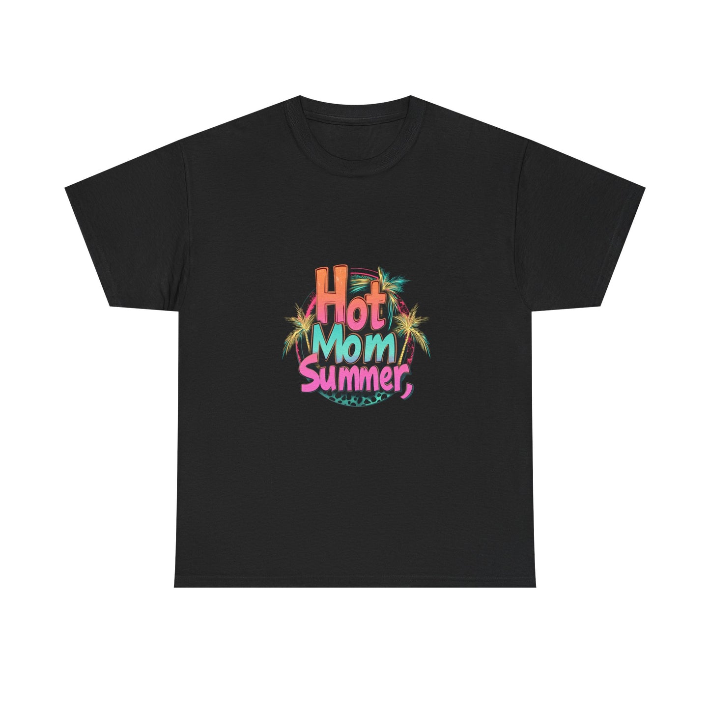 Hot Mom Summer Retro Tropical Unisex Heavy Cotton Tee - 'Hot Mom Summer' Graphic Tee