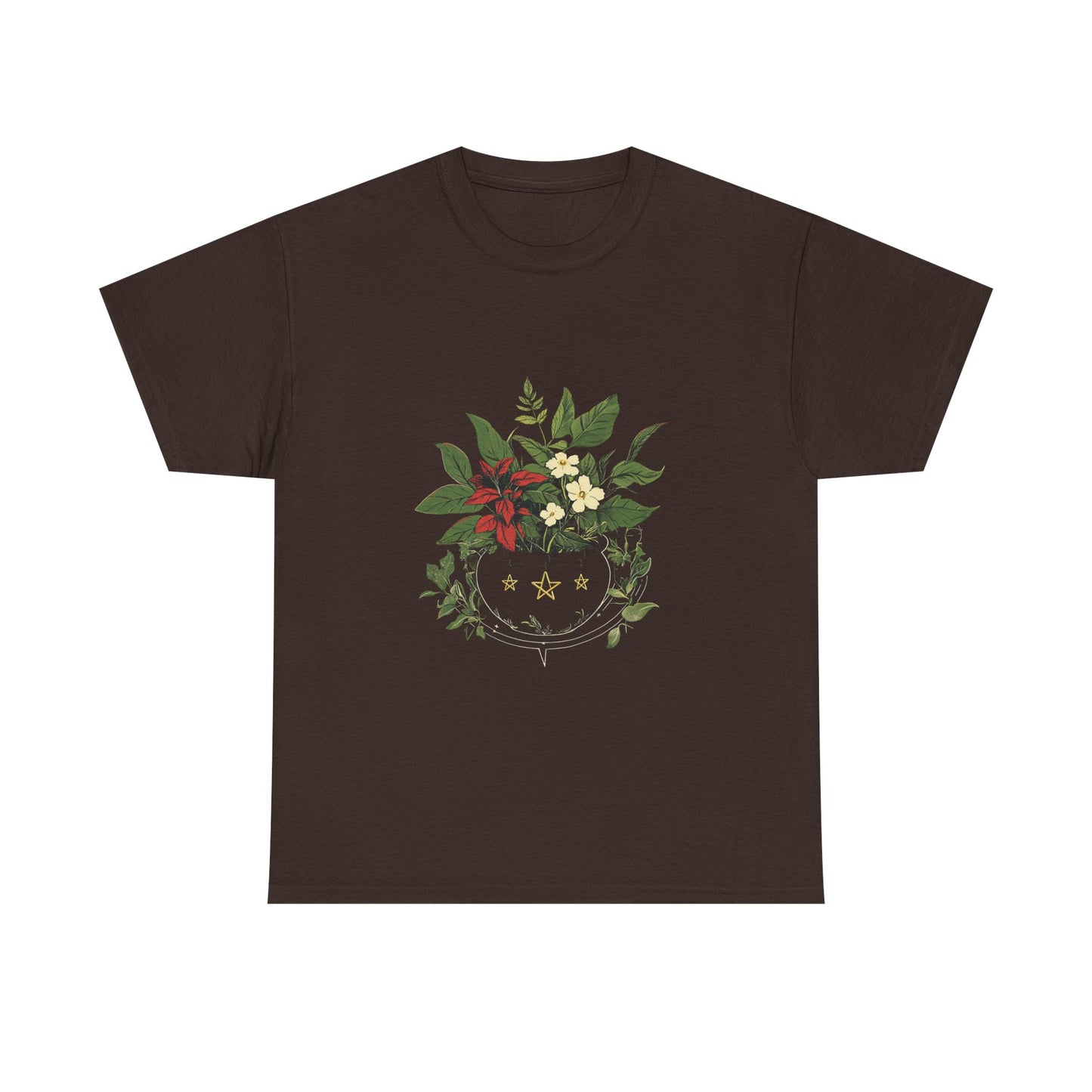 Midnight Herb Cauldron Tee | Eco-Friendly Floral Graphic Unisex Heavy Cotton Tee - Tee Fusion Lab