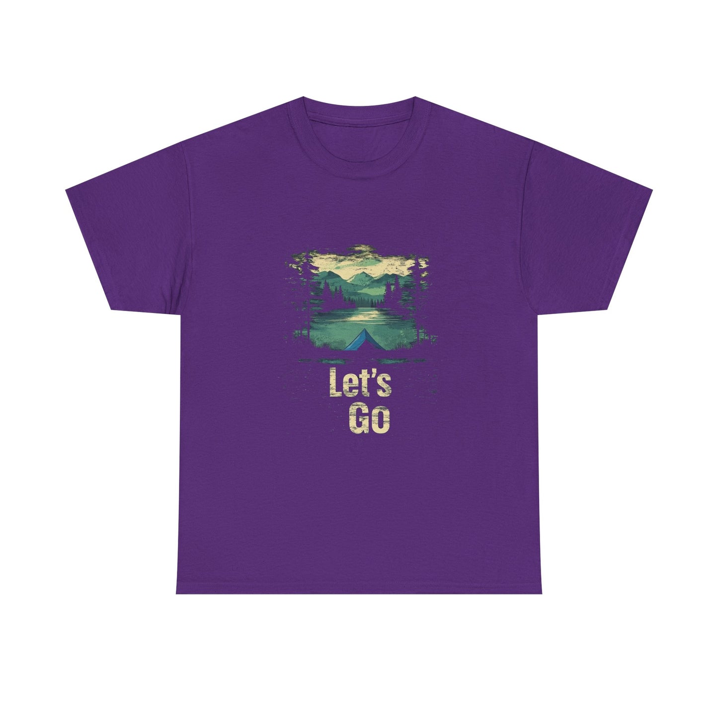 Adventure Awaits Unisex Heavy Cotton Tee - Let's Go Mountain Graphic Shirt
