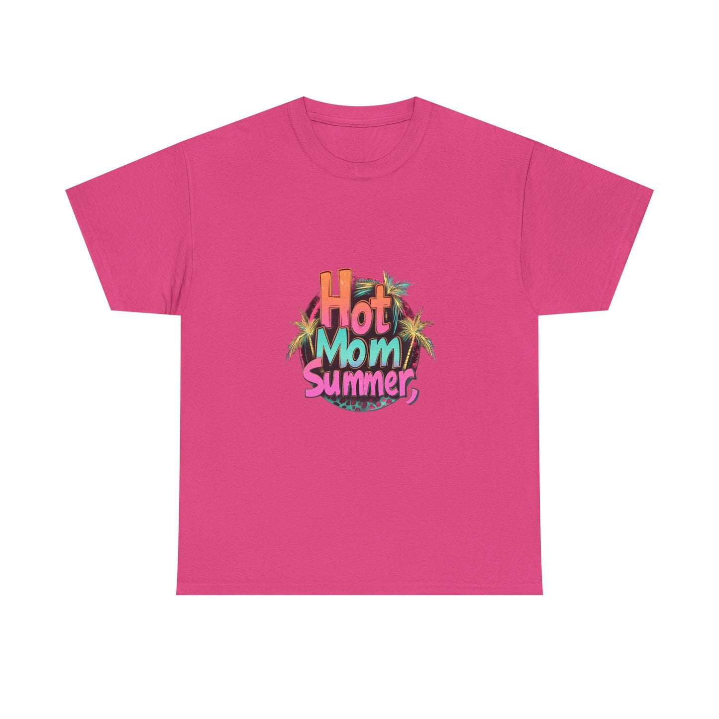 Hot Mom Summer Retro Tropical Unisex Heavy Cotton Tee - 'Hot Mom Summer' Graphic Tee