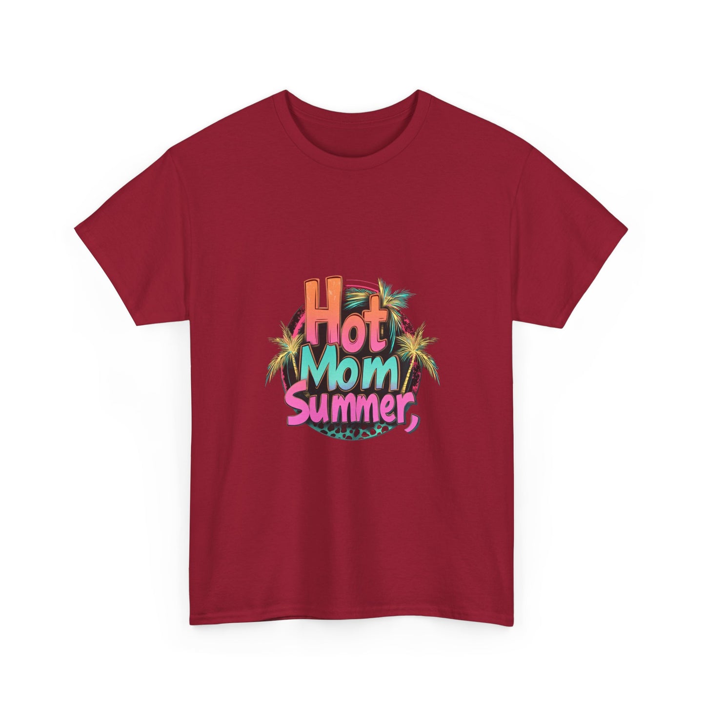 Hot Mom Summer Retro Tropical Unisex Heavy Cotton Tee - 'Hot Mom Summer' Graphic Tee