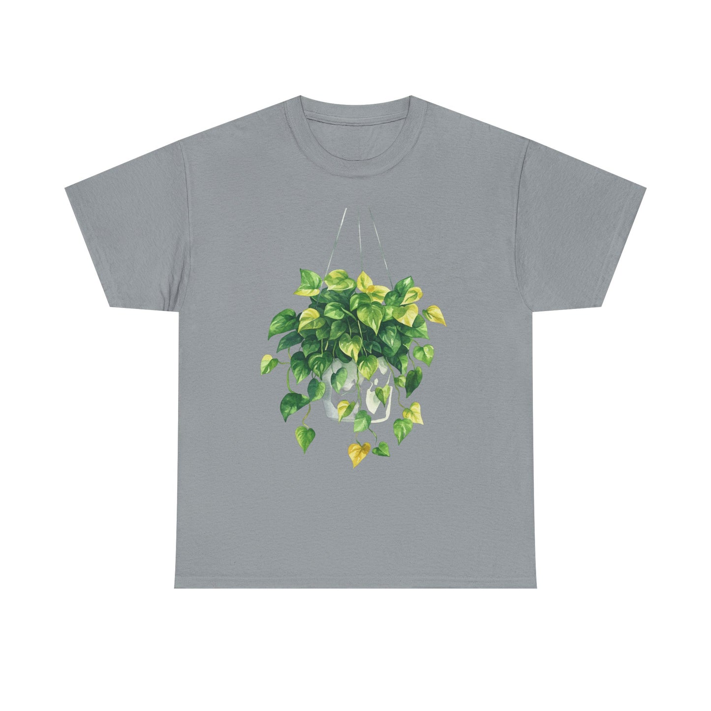 Hanging Pothos Plant Watercolor Tee - Hanging Indoor Plant Design