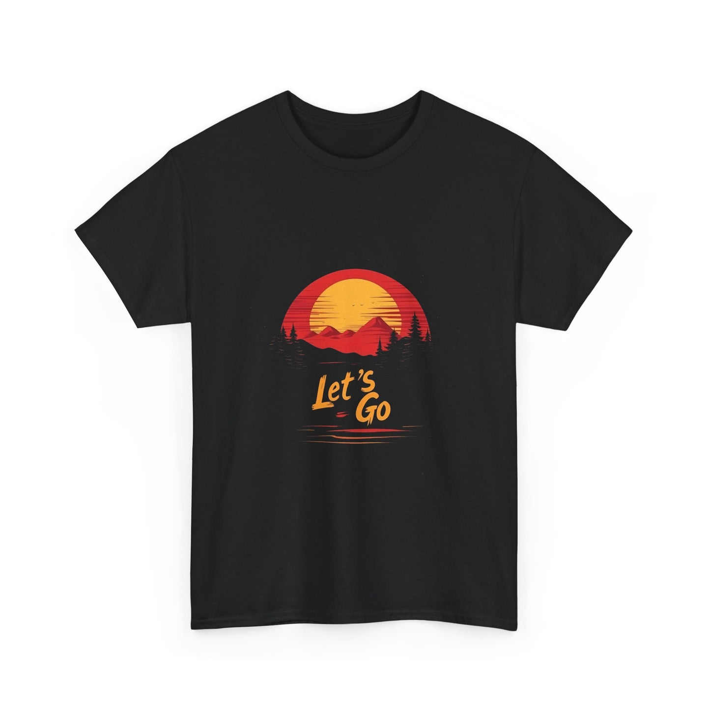 Sunset Adventure Unisex Heavy Cotton Tee - "Let's Go" Inspiring Graphic Shirt - Tee Fusion Lab