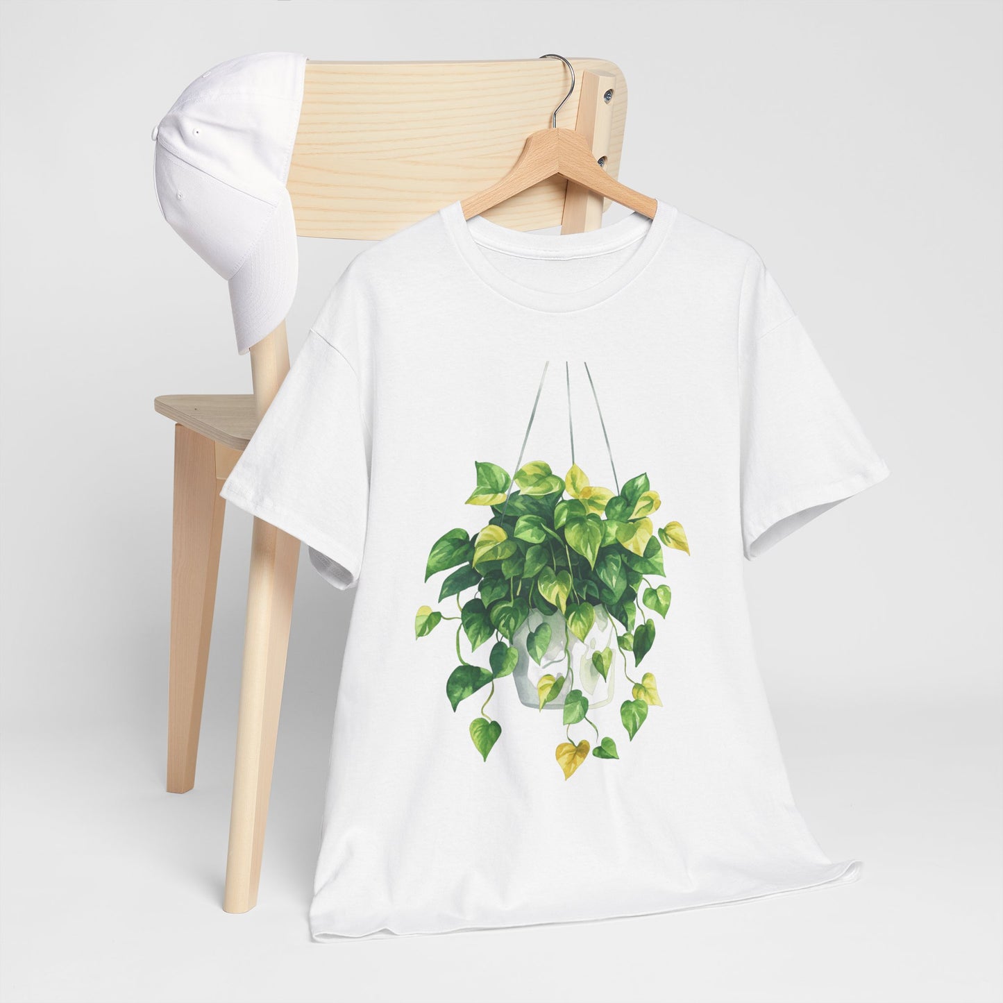 Hanging Pothos Plant Watercolor Tee - Hanging Indoor Plant Design