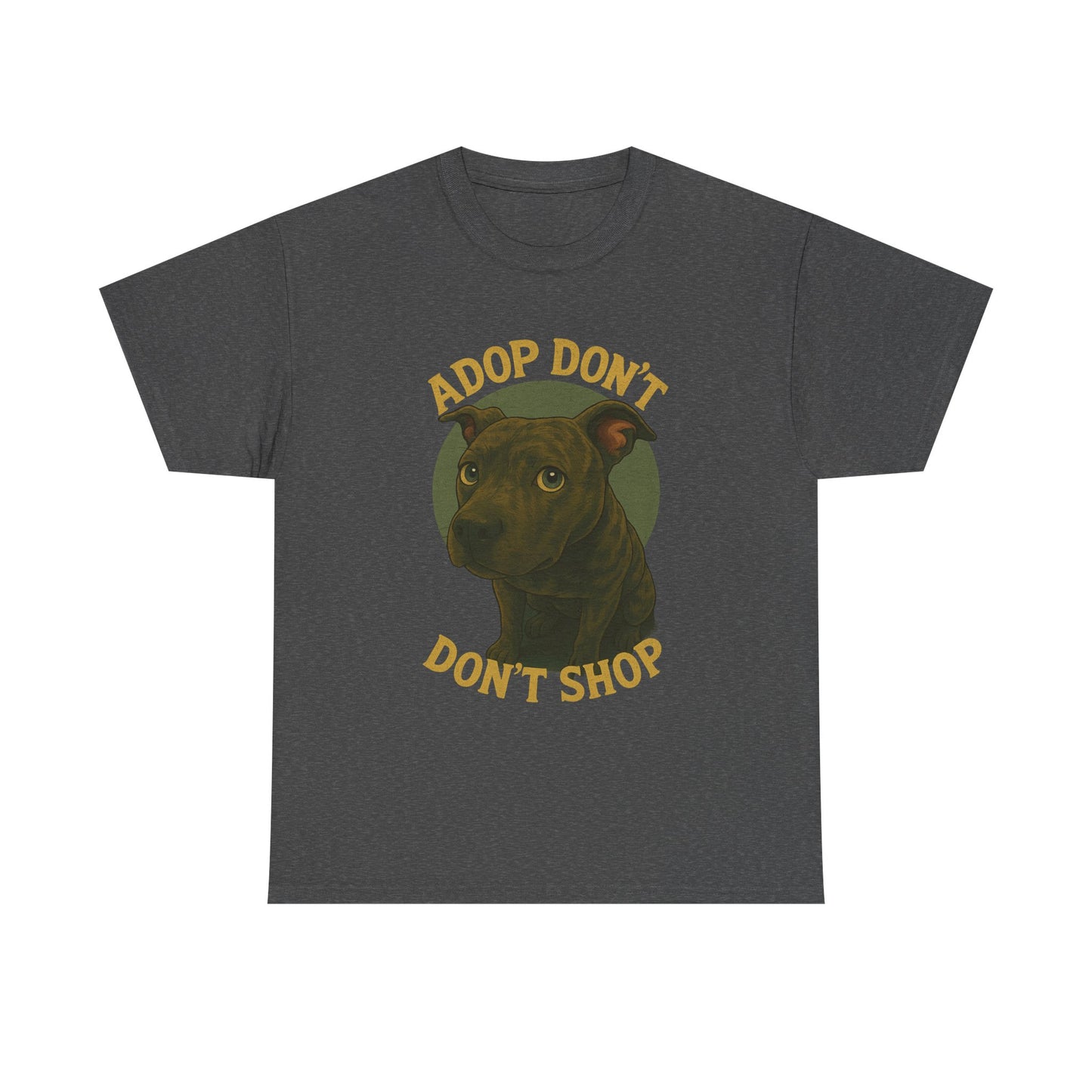 Unisex Heavy Cotton Tee - "Adopt Don't Shop" Dog Design - Tee Fusion Lab