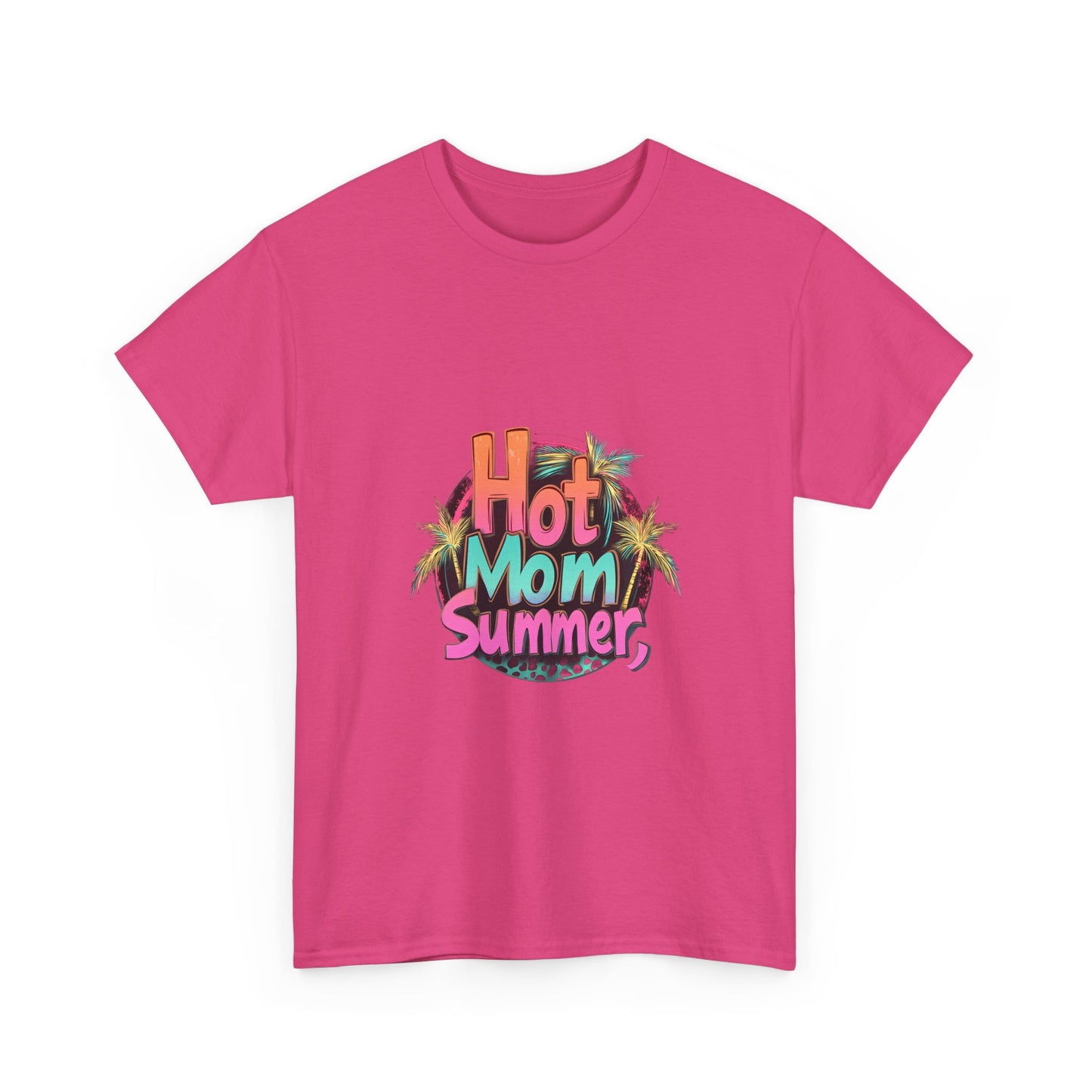 Hot Mom Summer Retro Tropical Unisex Heavy Cotton Tee - 'Hot Mom Summer' Graphic Tee