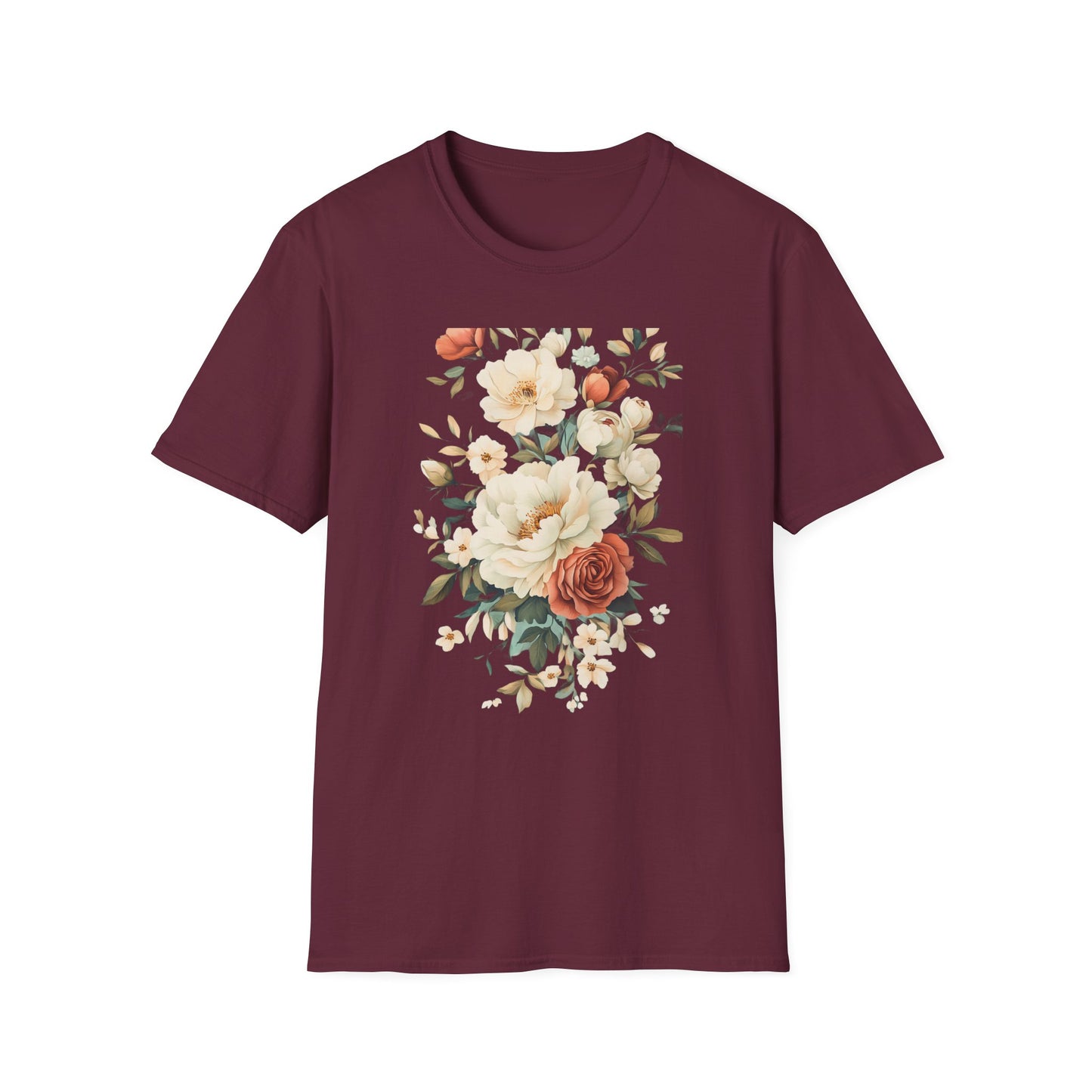 Floral Design Unisex Softstyle T-Shirt - Perfect for Spring and Everyday Wear