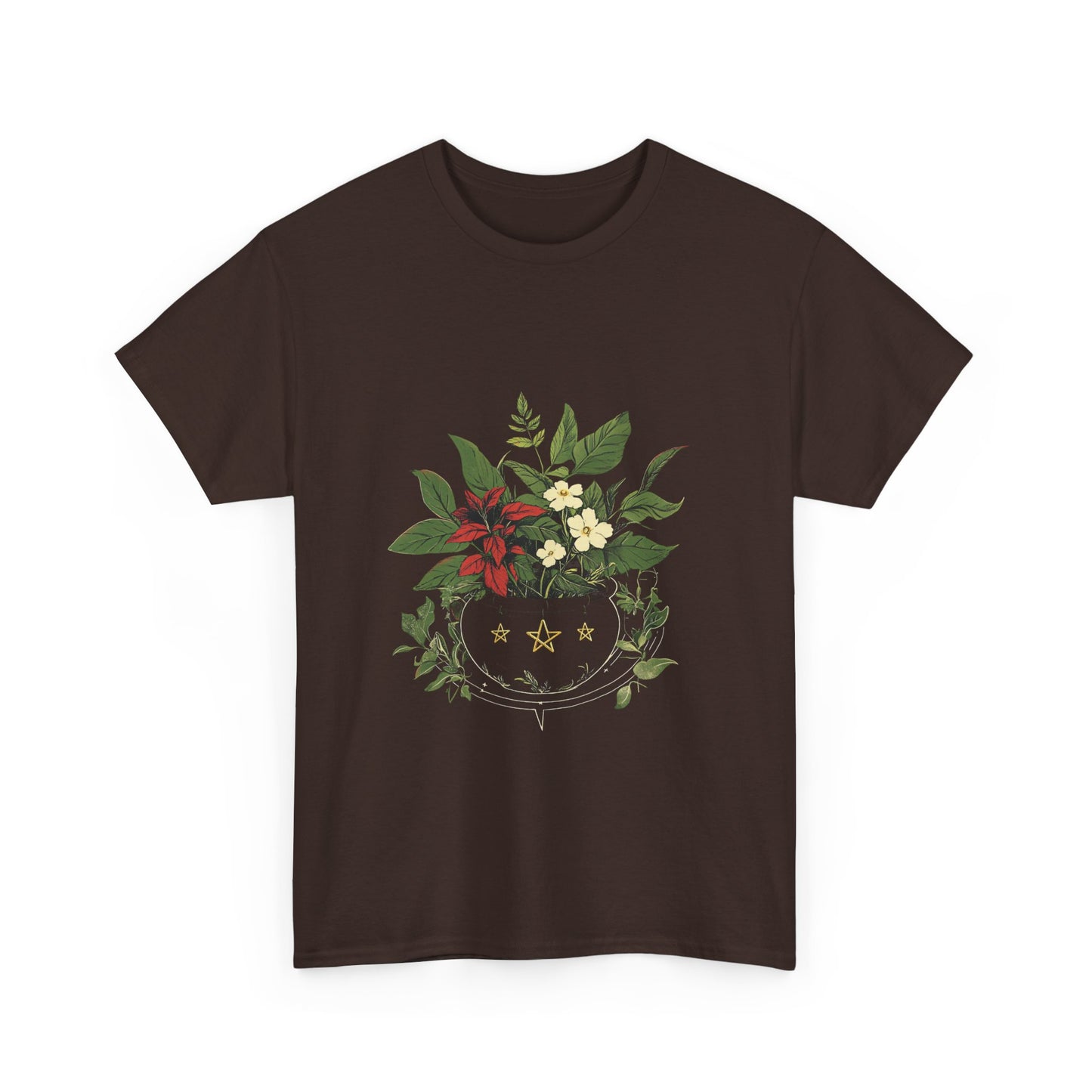 Midnight Herb Cauldron Tee | Eco-Friendly Floral Graphic Unisex Heavy Cotton Tee - Tee Fusion Lab