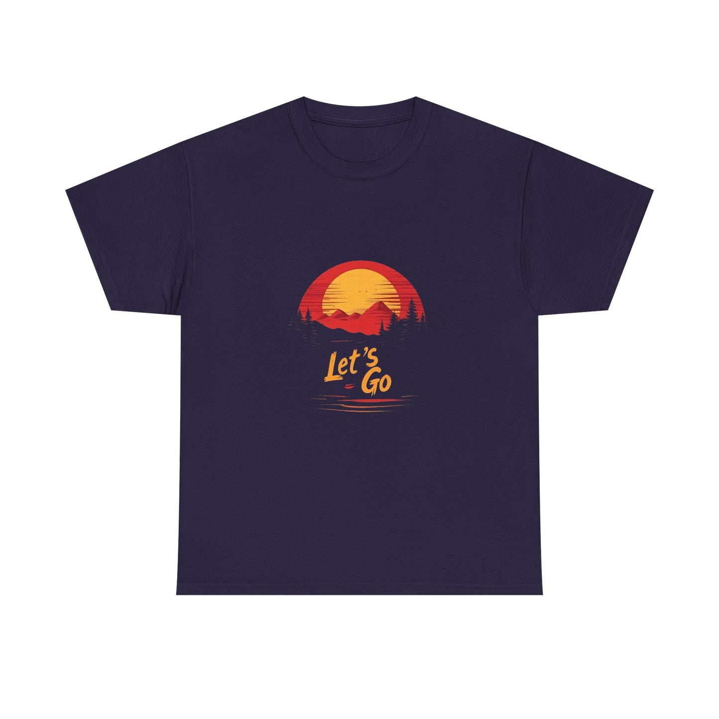 Sunset Adventure Unisex Heavy Cotton Tee - "Let's Go" Inspiring Graphic Shirt - Tee Fusion Lab