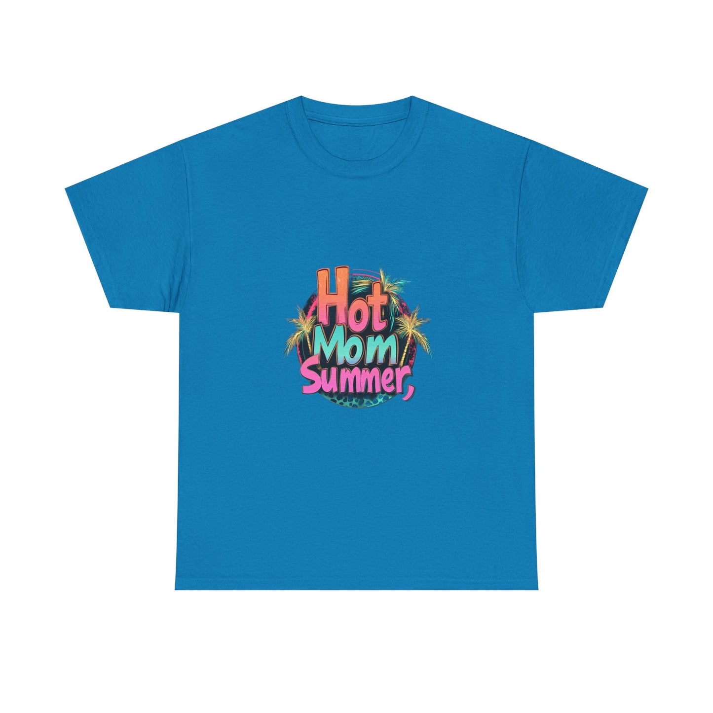 Hot Mom Summer Retro Tropical Unisex Heavy Cotton Tee - 'Hot Mom Summer' Graphic Tee
