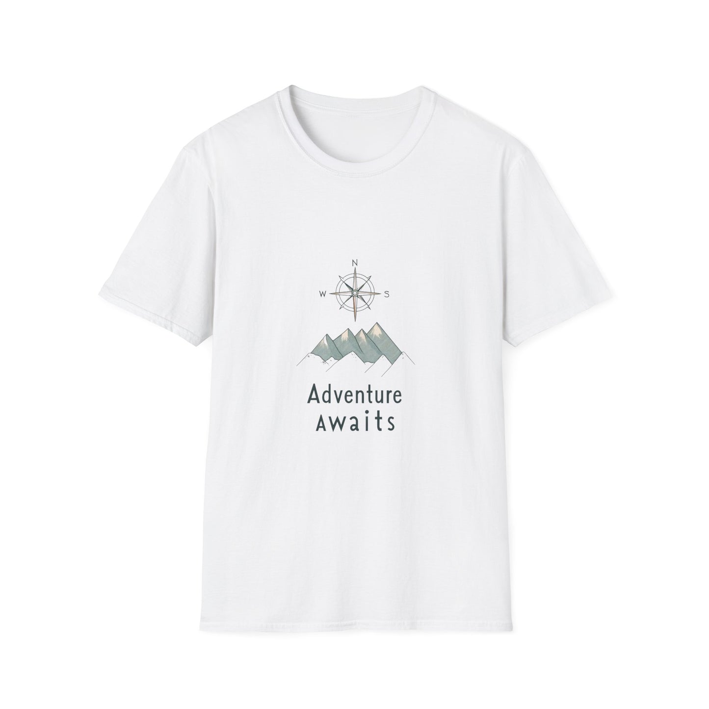 Adventure Awaits Unisex Softstyle T-Shirt, Perfect for Travel Lovers, Outdoor Enthusiasts, Camping, Adventure Gifts, Nature Tee