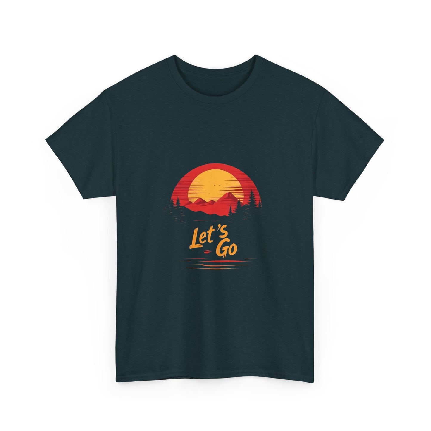 Sunset Adventure Unisex Heavy Cotton Tee - "Let's Go" Inspiring Graphic Shirt - Tee Fusion Lab