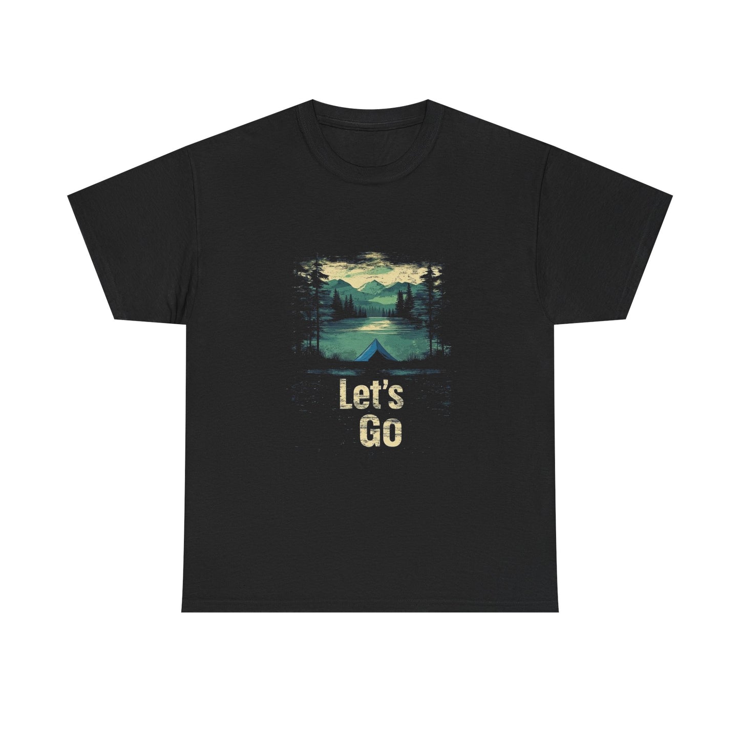 Adventure Awaits Unisex Heavy Cotton Tee - Let's Go Mountain Graphic Shirt