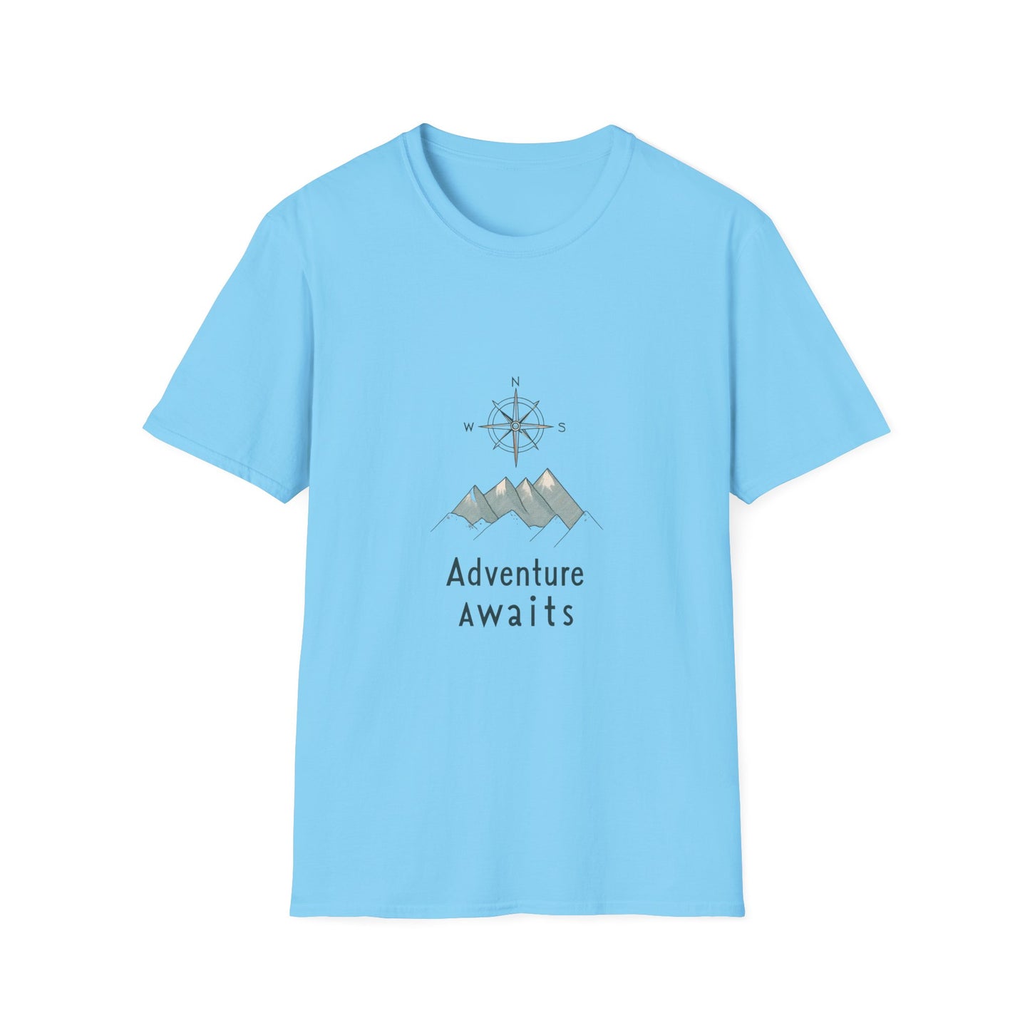 Adventure Awaits Unisex Softstyle T-Shirt, Perfect for Travel Lovers, Outdoor Enthusiasts, Camping, Adventure Gifts, Nature Tee