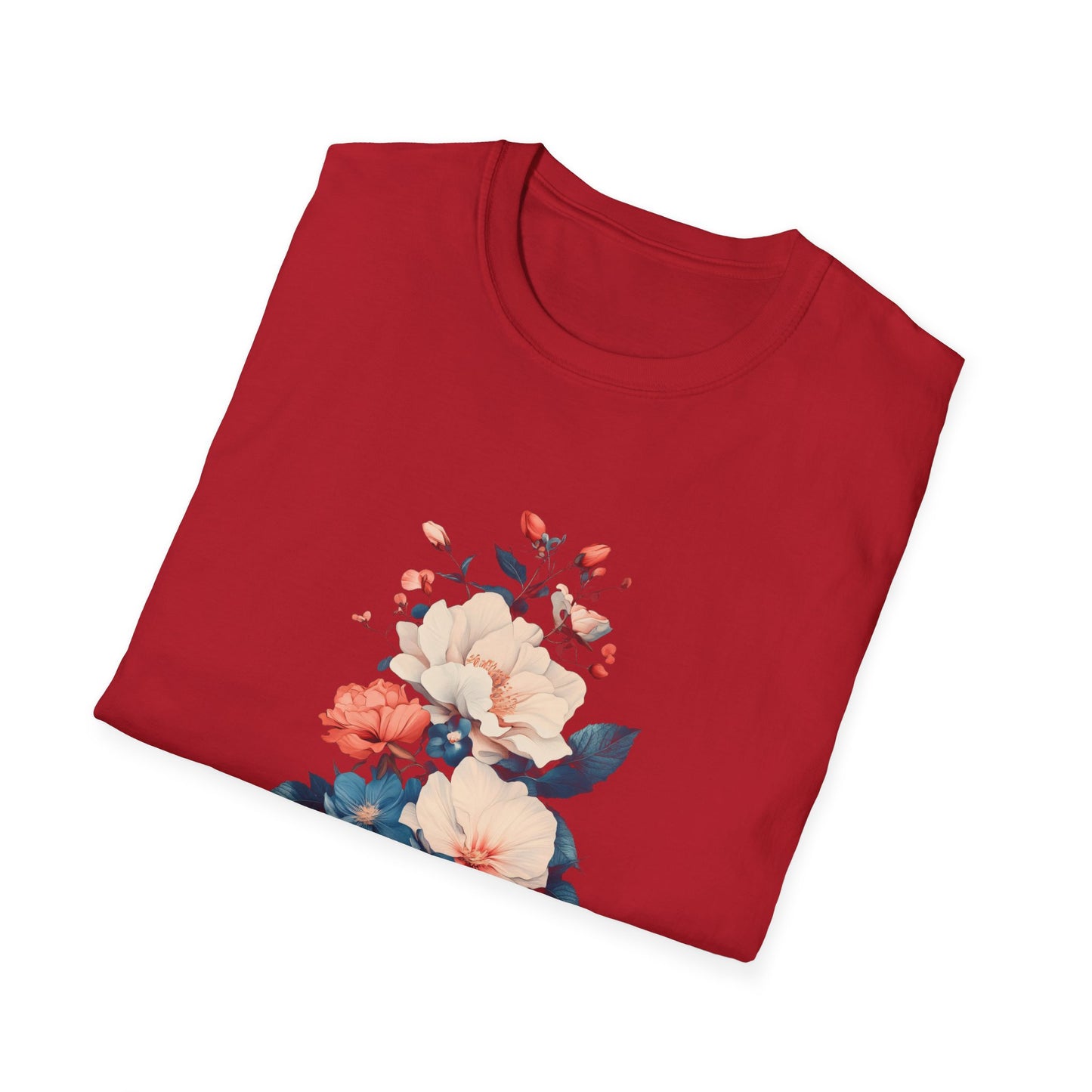 Floral Design Unisex Softstyle T-Shirt – Perfect for Everyday Wear and Spring Celebrations