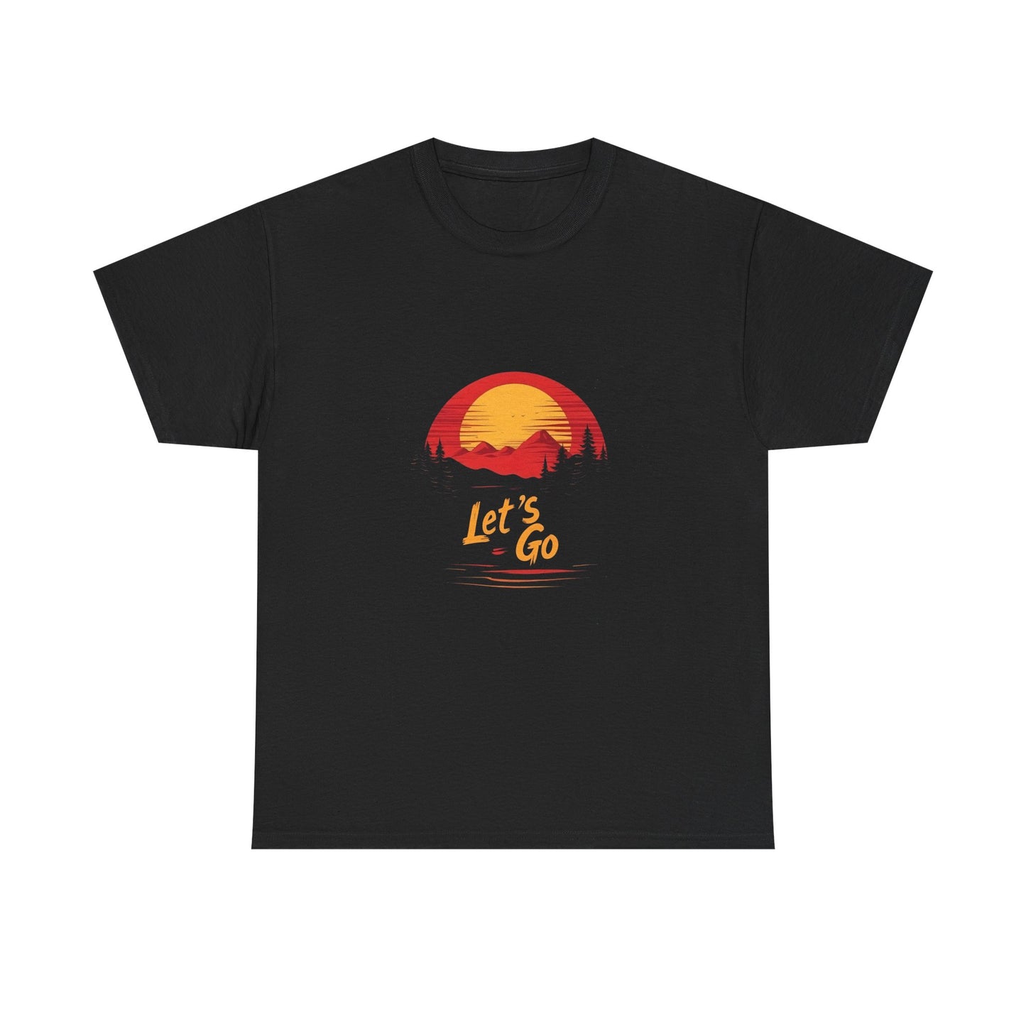Sunset Adventure Unisex Heavy Cotton Tee - "Let's Go" Inspiring Graphic Shirt - Tee Fusion Lab