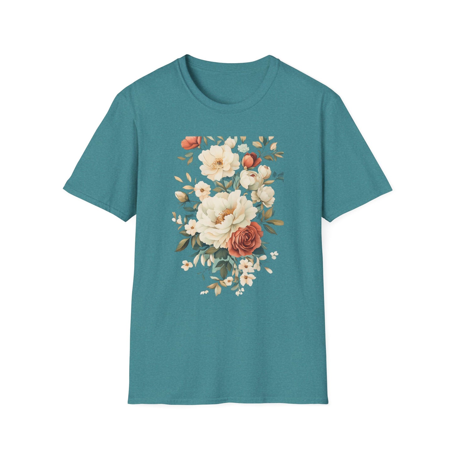 Floral Design Unisex Softstyle T-Shirt - Perfect for Spring and Everyday Wear