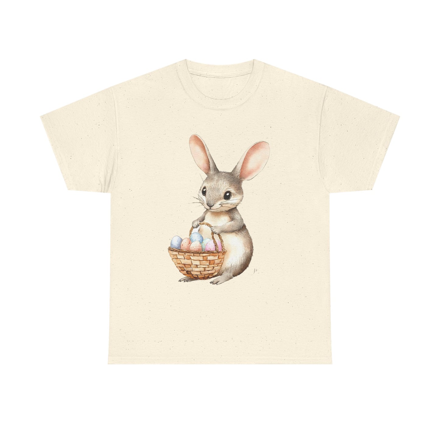 Watercolor Easter Bunny with Basket of Eggs Unisex Heavy Cotton Tee - Tee Fusion Lab