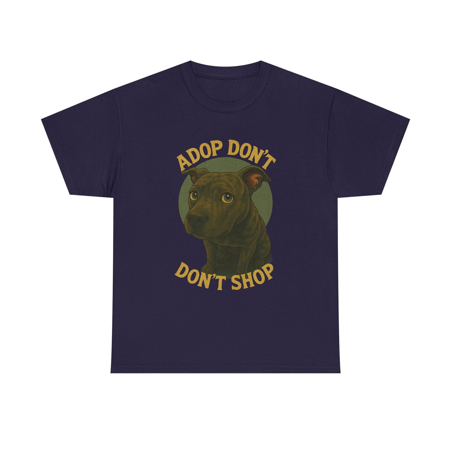 Unisex Heavy Cotton Tee - "Adopt Don't Shop" Dog Design - Tee Fusion Lab