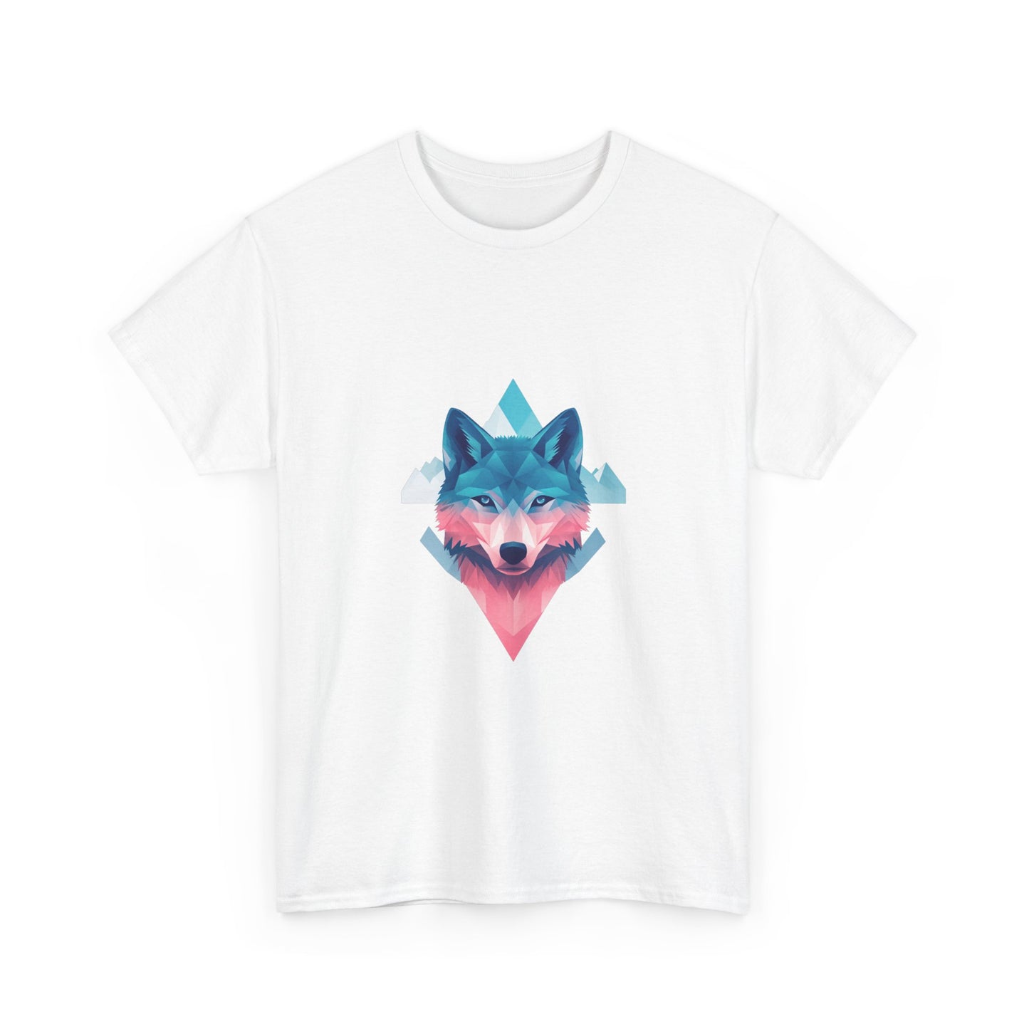 Geometric Wolf with Vibrant Colors Unisex Heavy Cotton Tee