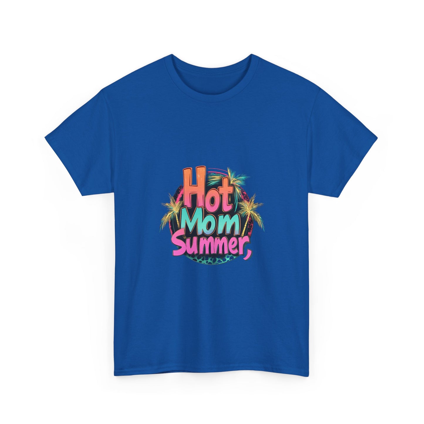 Hot Mom Summer Retro Tropical Unisex Heavy Cotton Tee - 'Hot Mom Summer' Graphic Tee