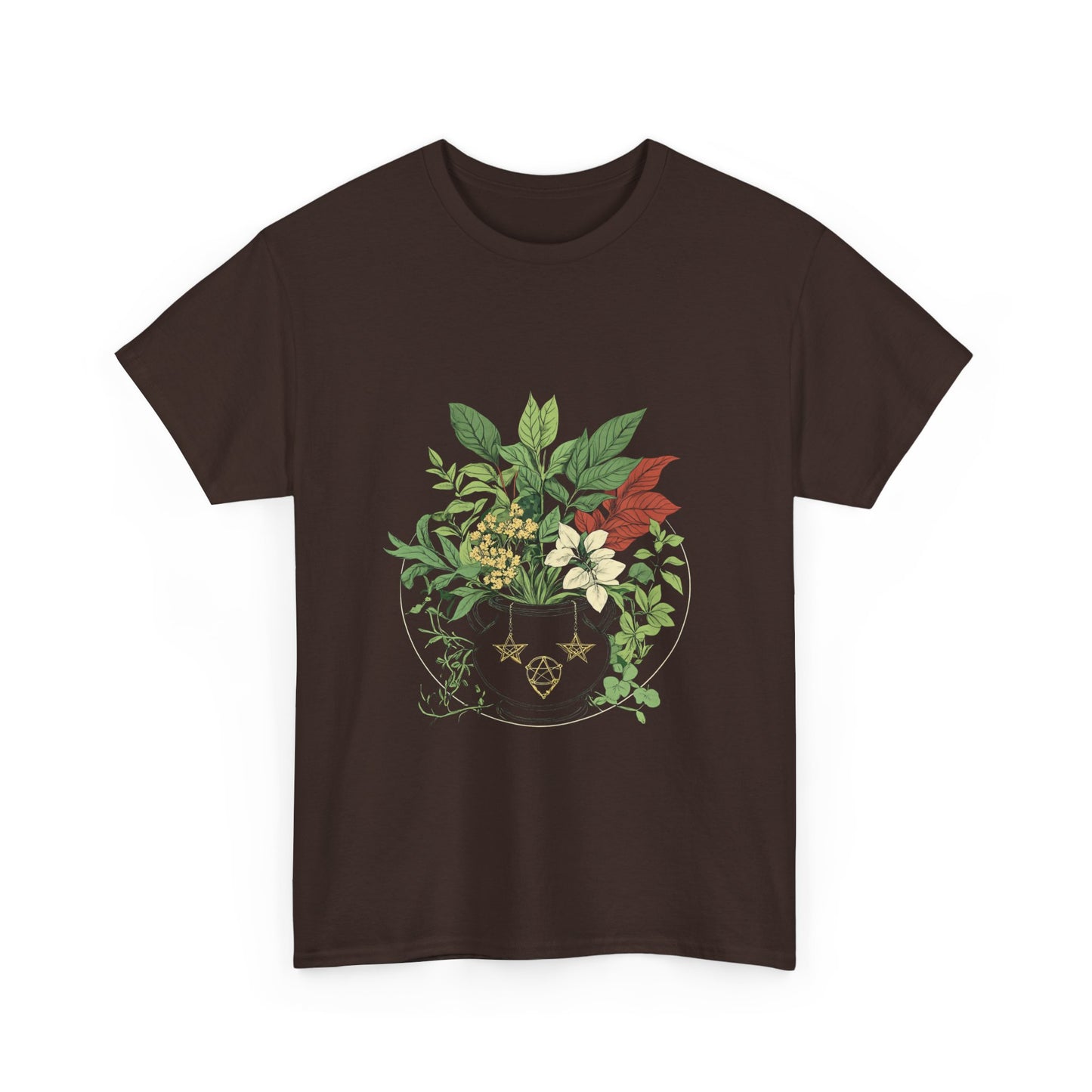Witch's Garden Cauldron Tee - Botanical Vibes Unisex Heavy Cotton Tee - Nature Inspired Design - Tee Fusion Lab