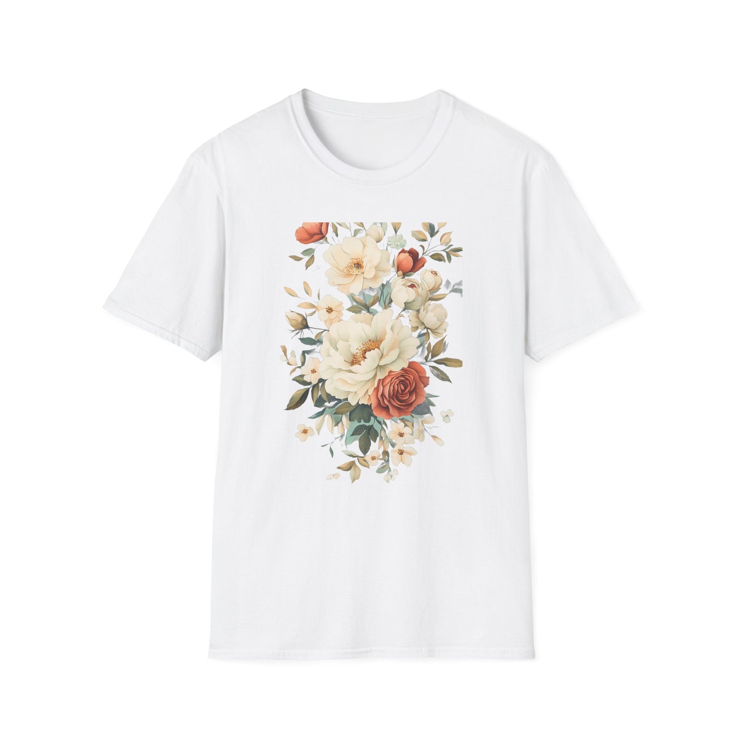 Floral Design Unisex Softstyle T-Shirt - Perfect for Spring and Everyday Wear